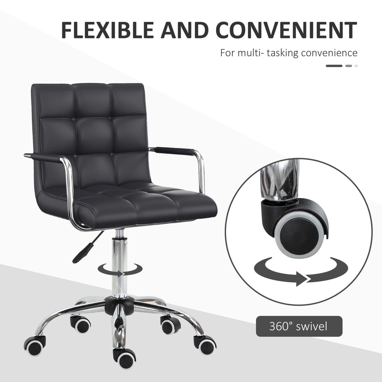 Black PU Leather Swivel Chair - image 1