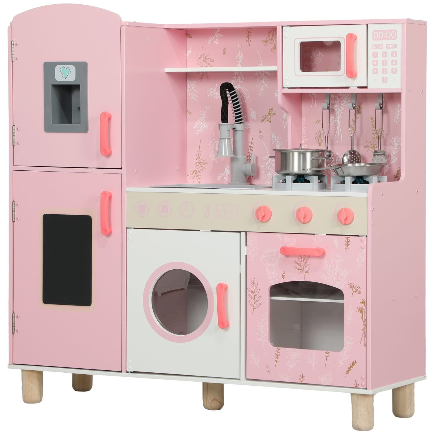 Pink Kids Play Kitchen with Realistic Details - Pink