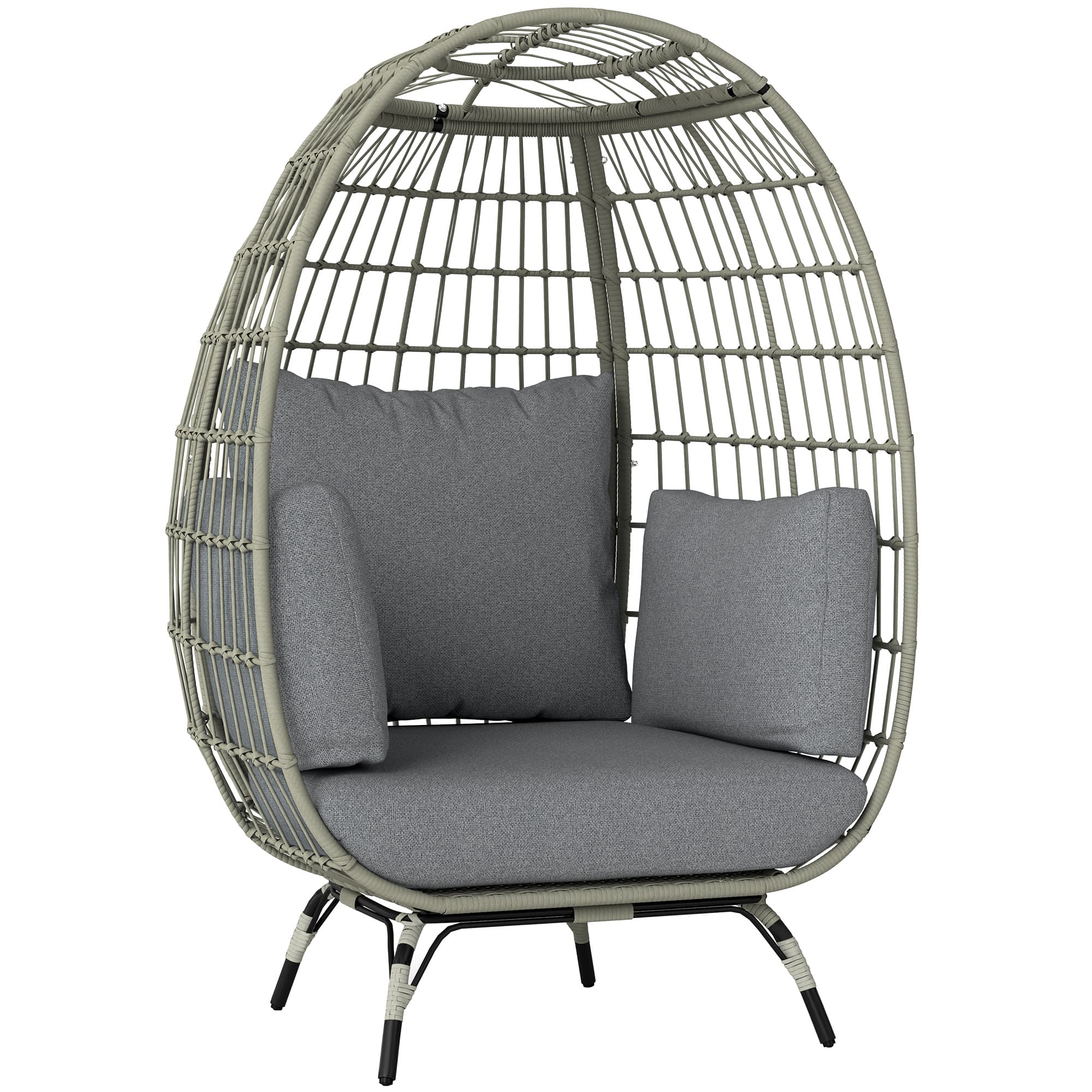 Relax in Style: Charcoal Grey Rattan Standing Egg Chair