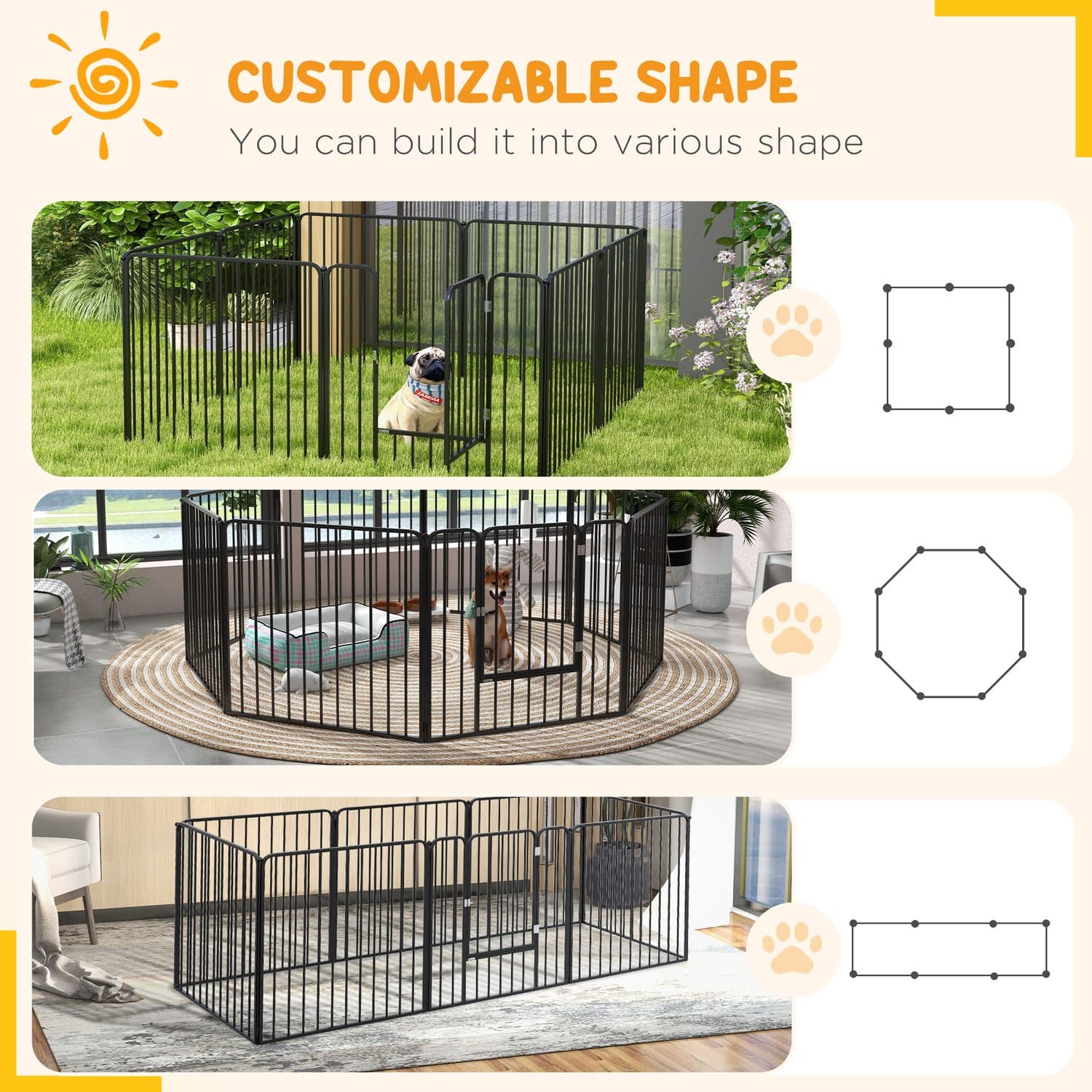 80cm 8-Panel Heavy Duty Pet Playpen for Small & Medium Dogs - image 5