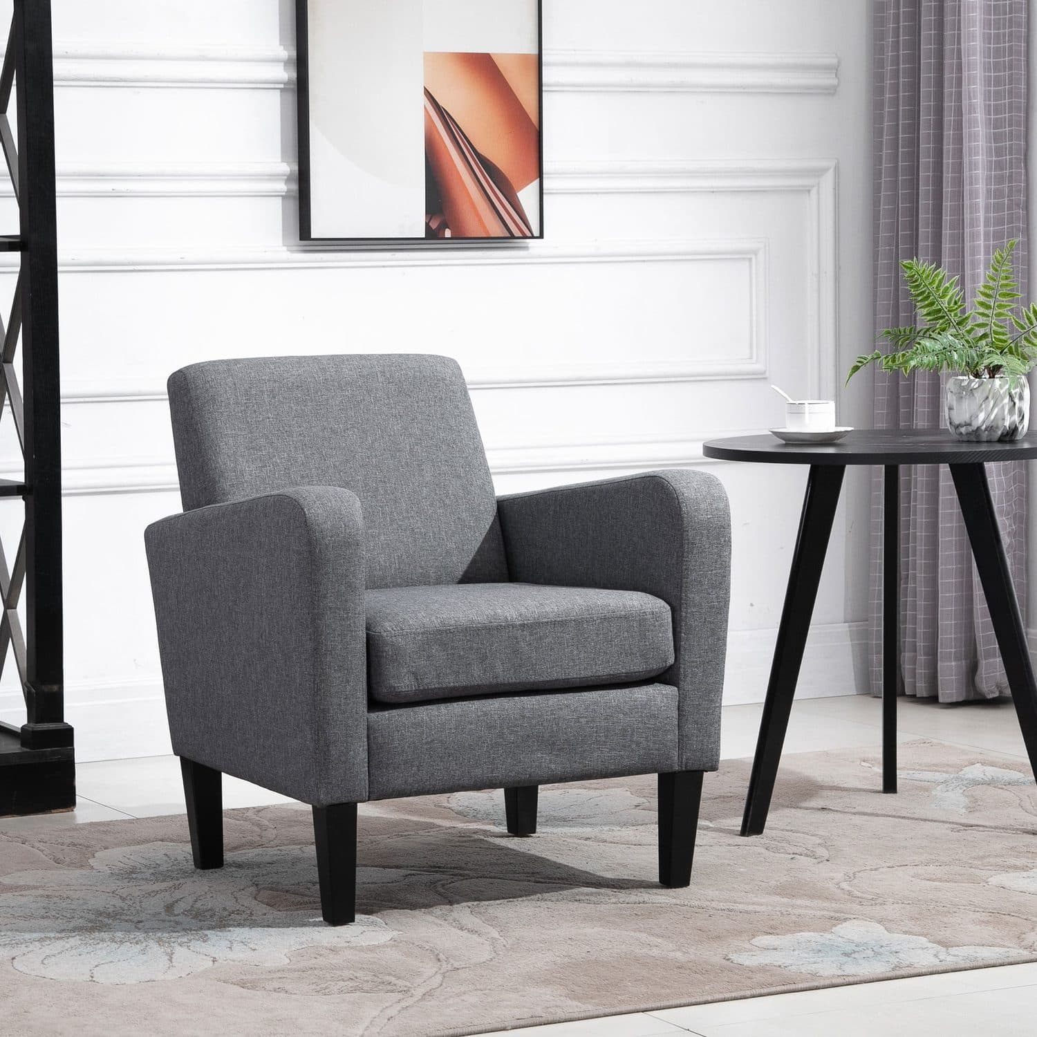 Modern Grey Linen-Feel Accent Chair - image 2