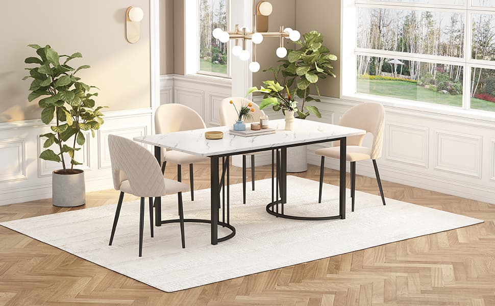 Modern Marble Effect Dining Table for Kitchen & Living Room - image 2