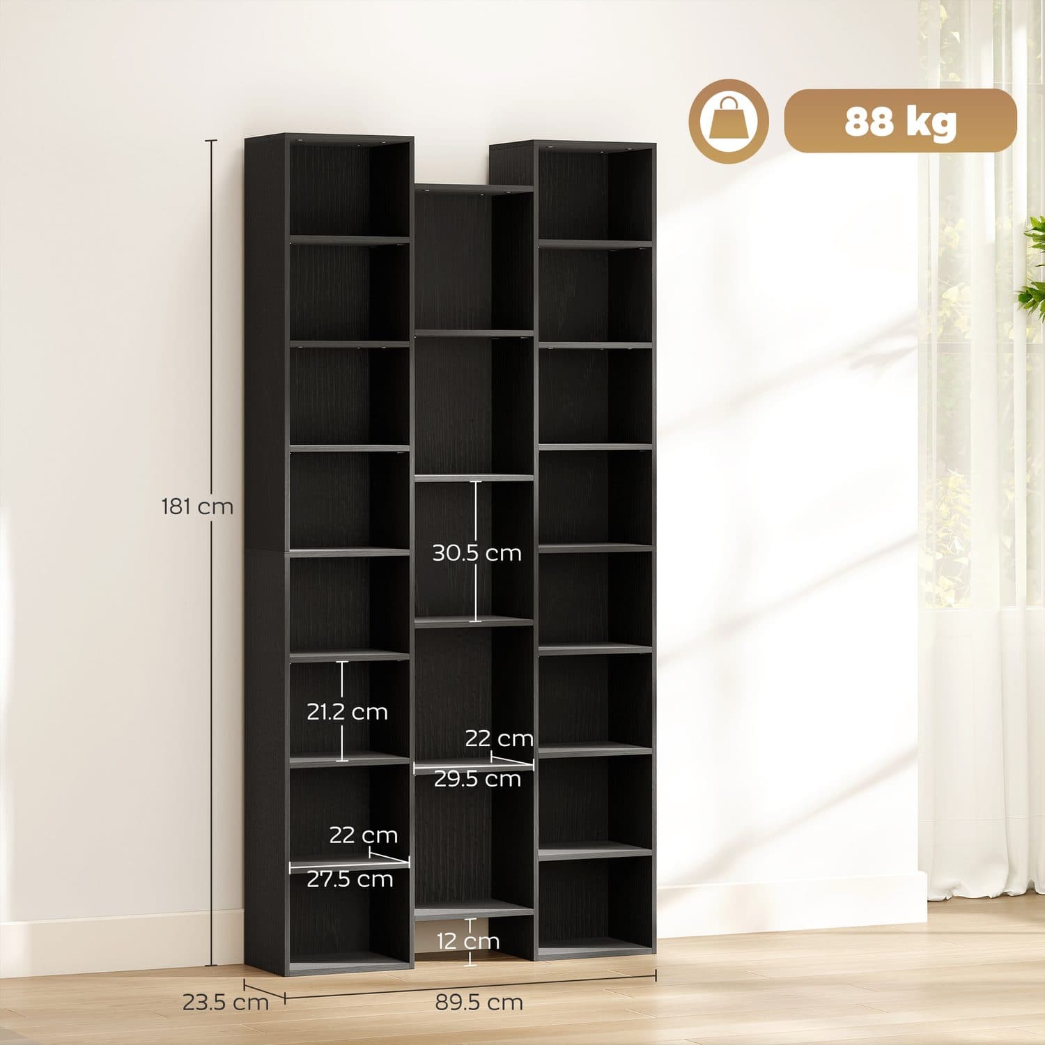 21-Compartment Black Bookshelf - image 2