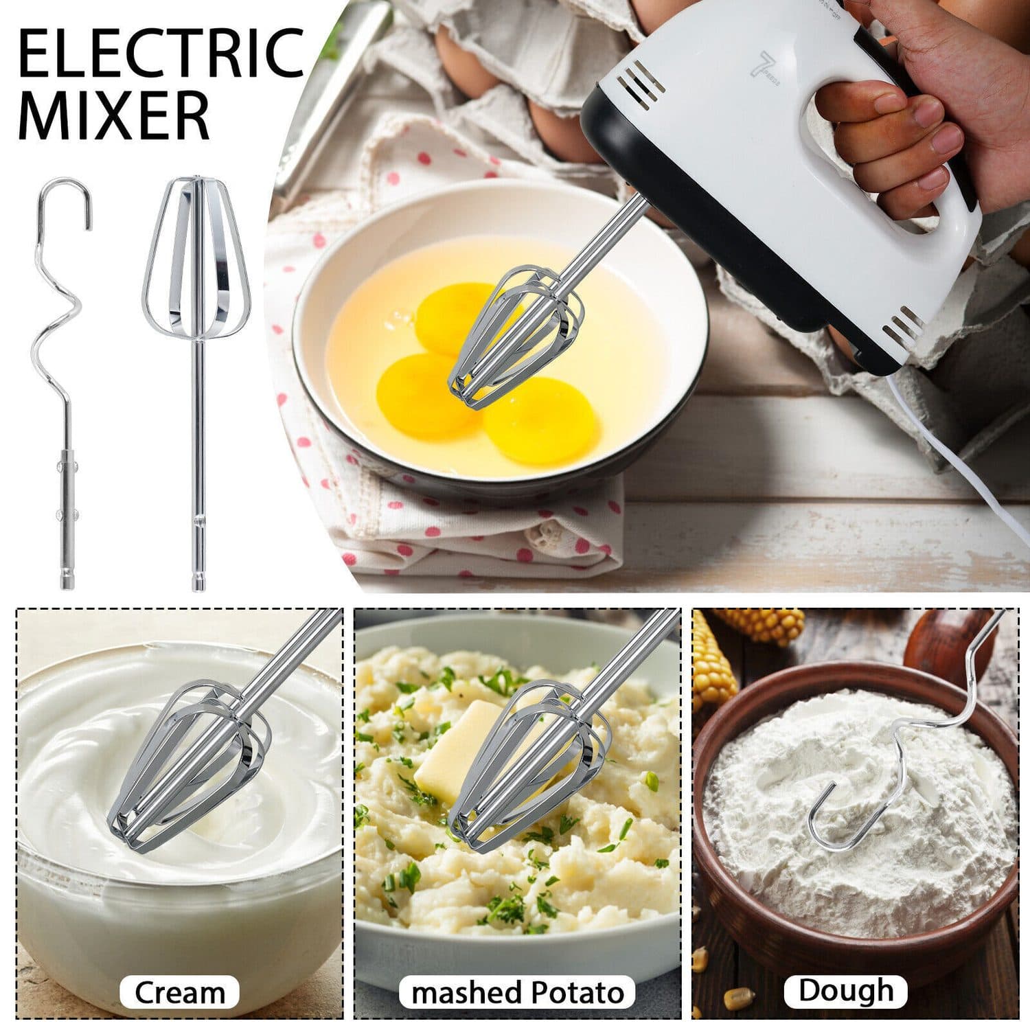 7 Speed Electric Hand Mixer for Baking Prep - image 1