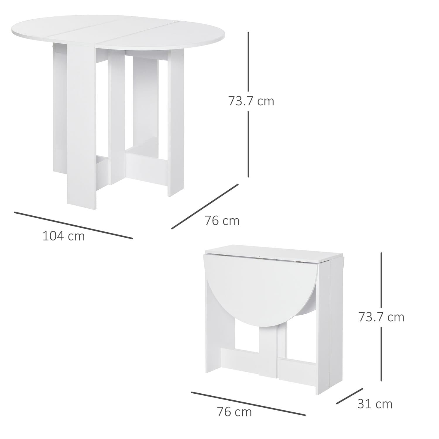 White Folding Dining Table for Compact Living - image 4
