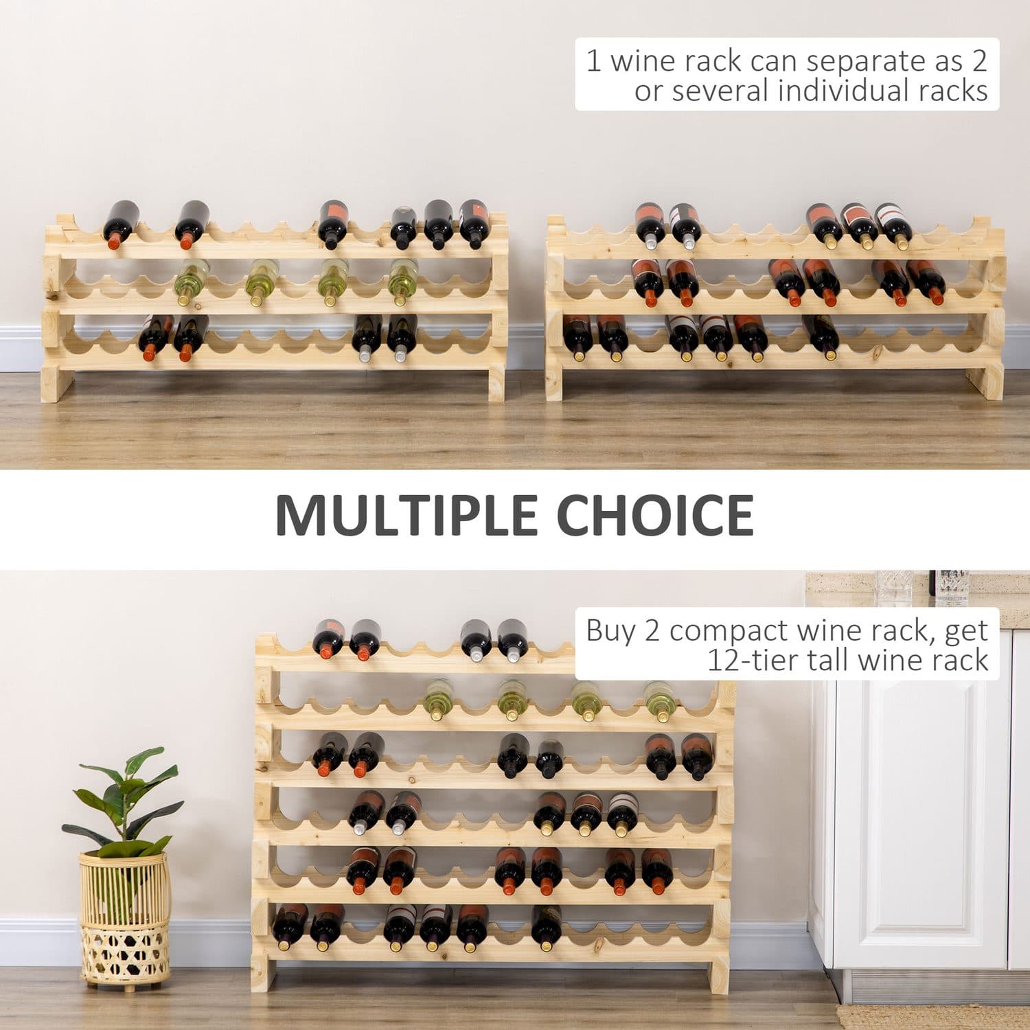 Solid Wood Six-Tier 72-Bottle Wine Rack - Set of 2 - image 3