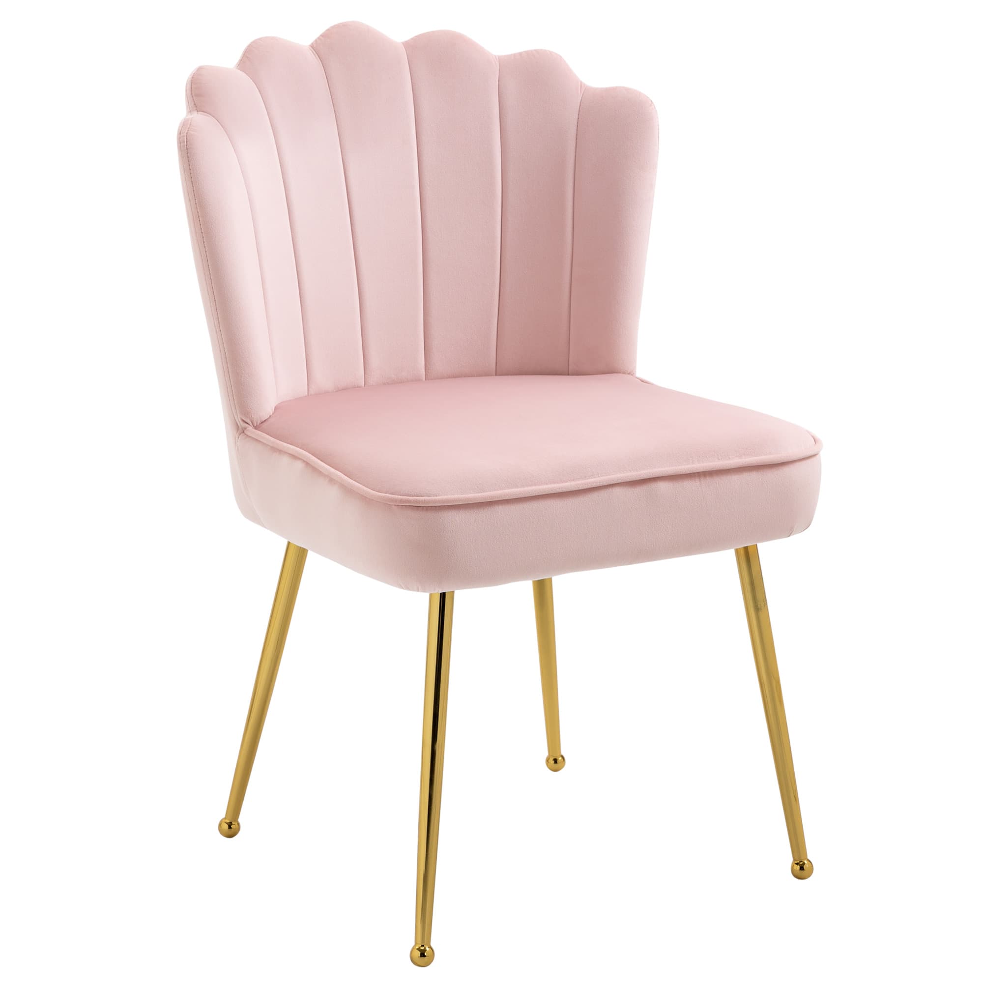 Pink Velvet Shell Accent Chair