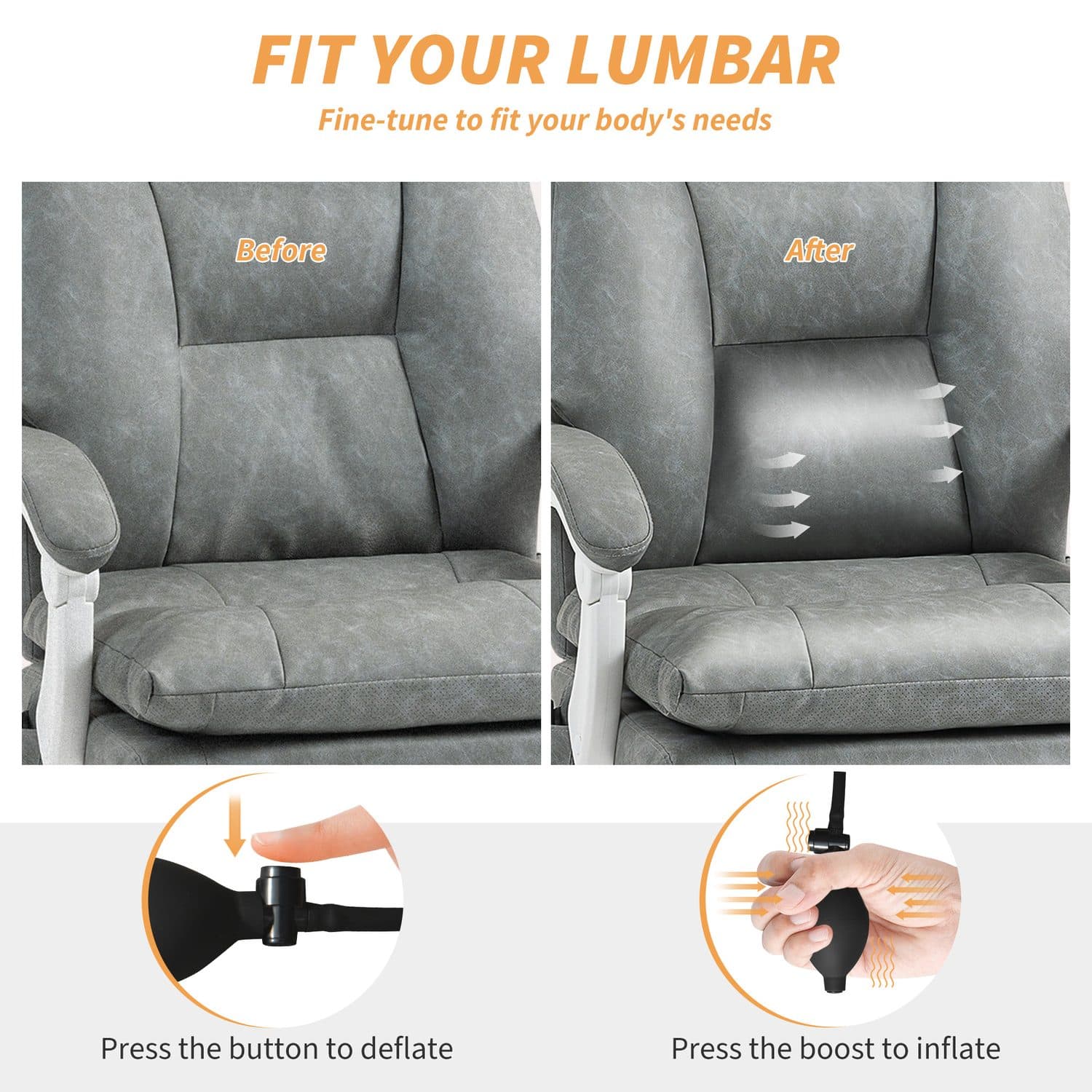 Grey Faux Leather Office Chair - image 2