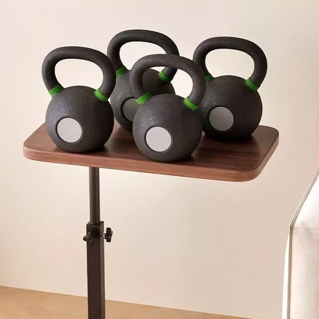 Adjustable Walnut C-Shaped Table for Sofa and Bed - image 8