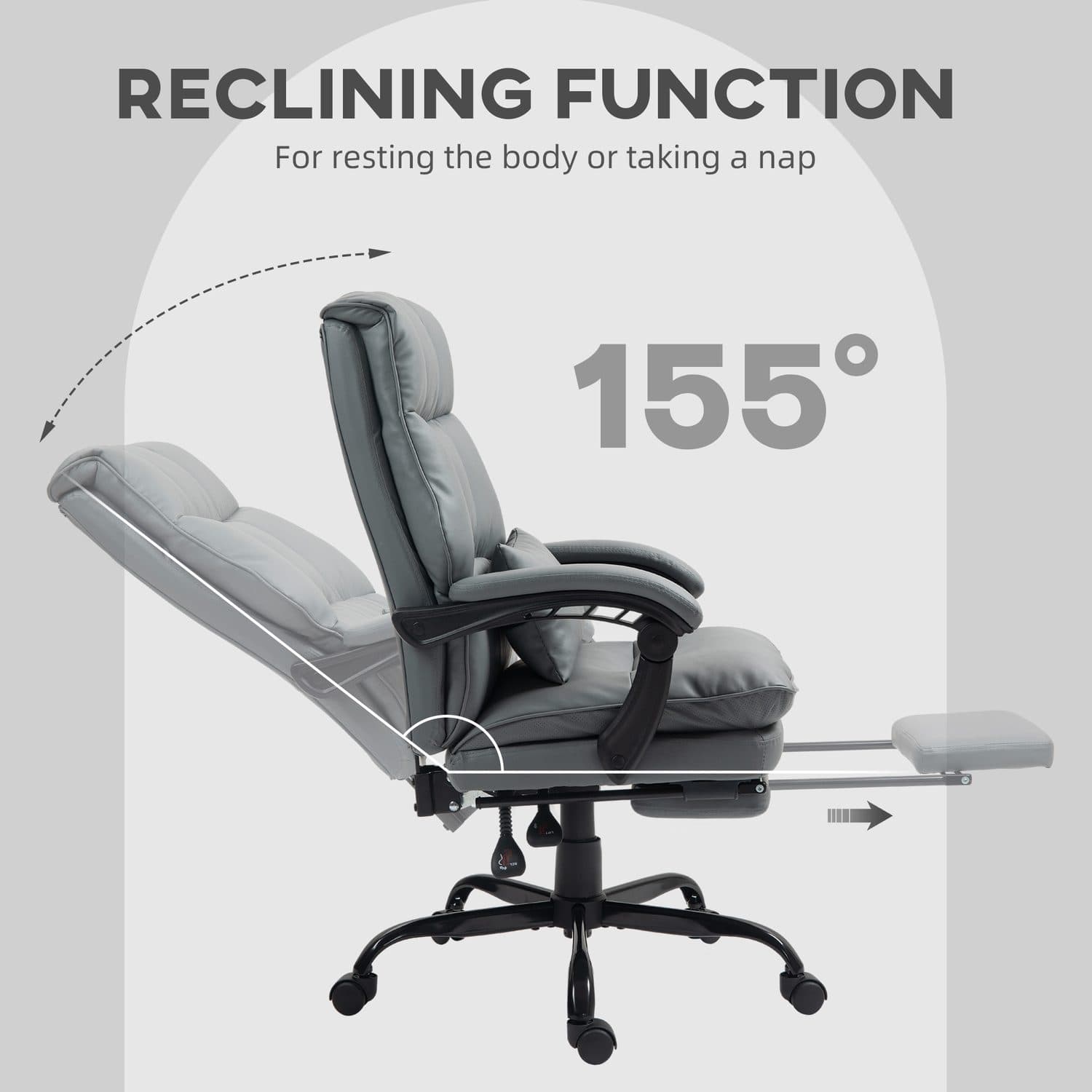 Grey Reclining Office Chair - image 2