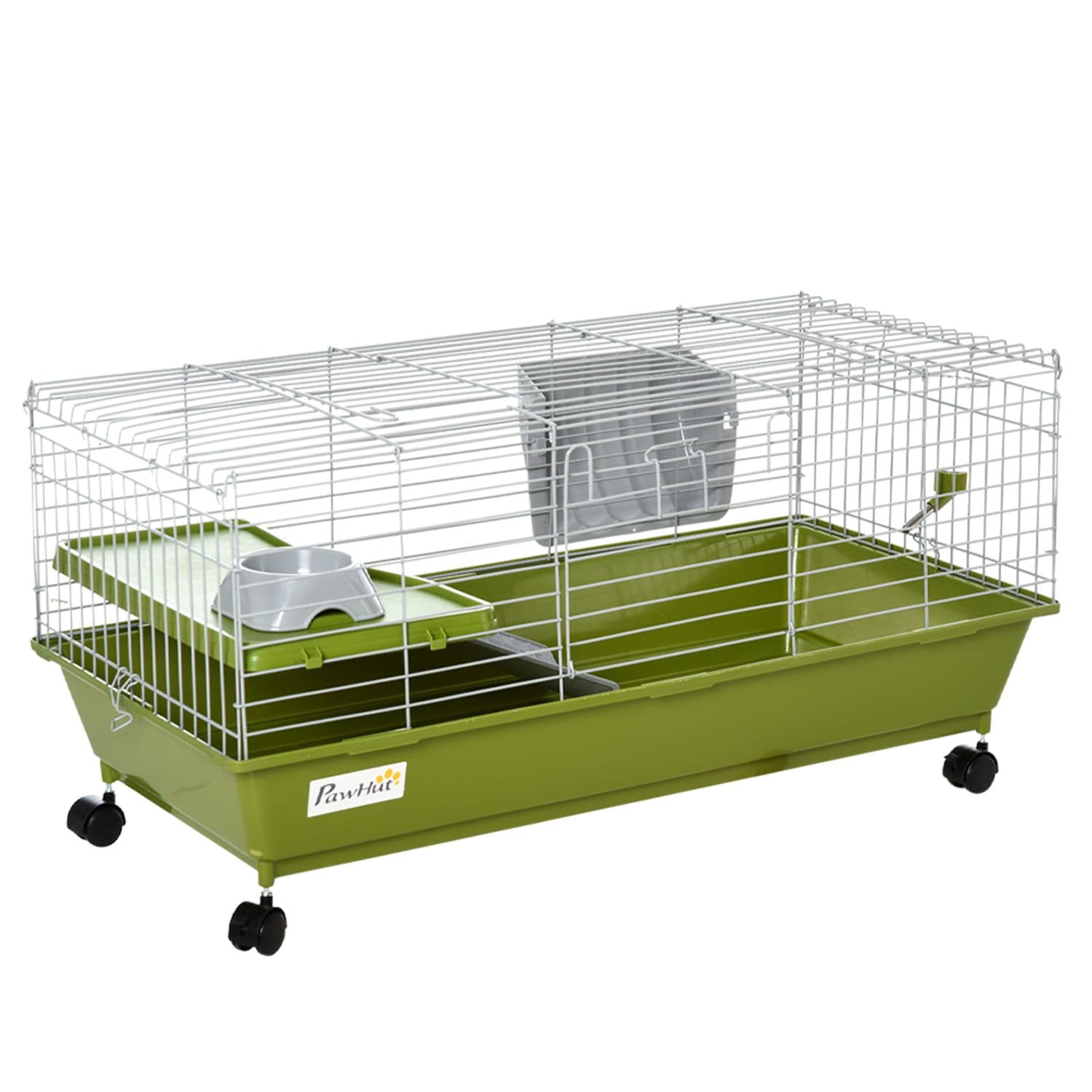 PawHut Small Animal Cage with Wheels, 89 x 44 x 43cm