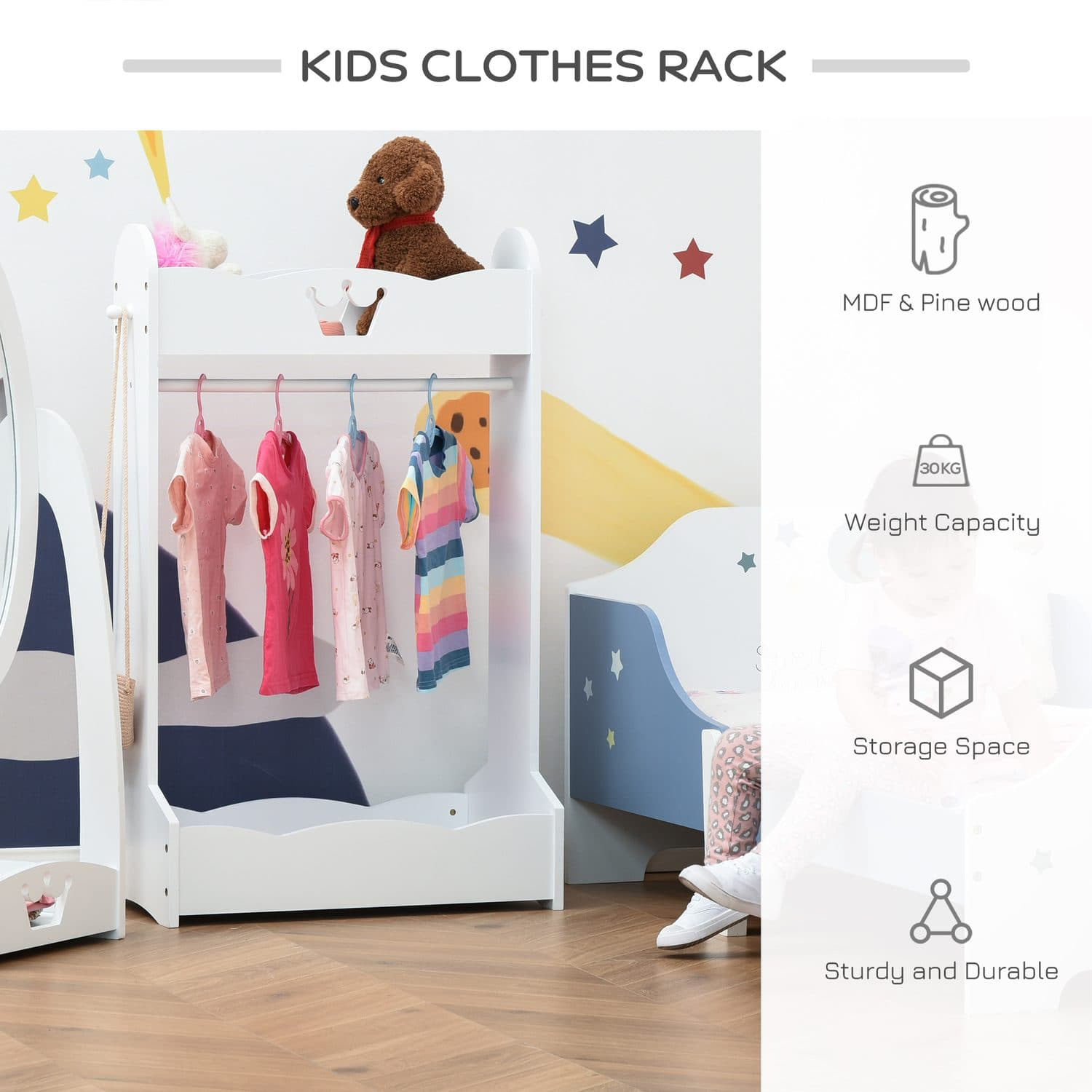 Kids Wooden Clothes Rail - image 3