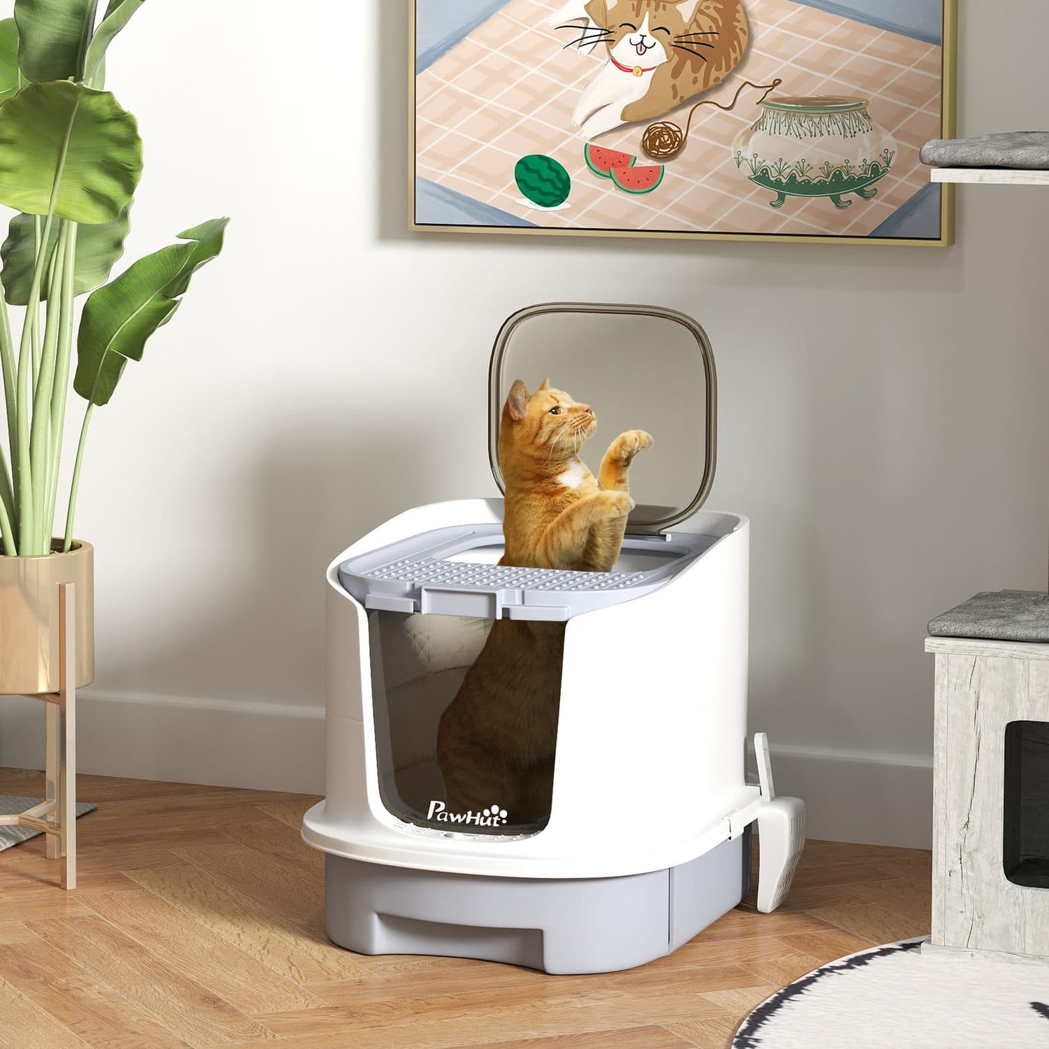 PawHut Top-Entry Cat Litter Box with Scoop & Deodoriser Bags - image 1