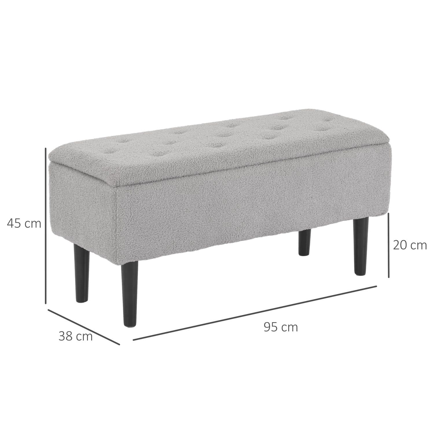 Grey 57L Storage Ottoman Bench - image 4