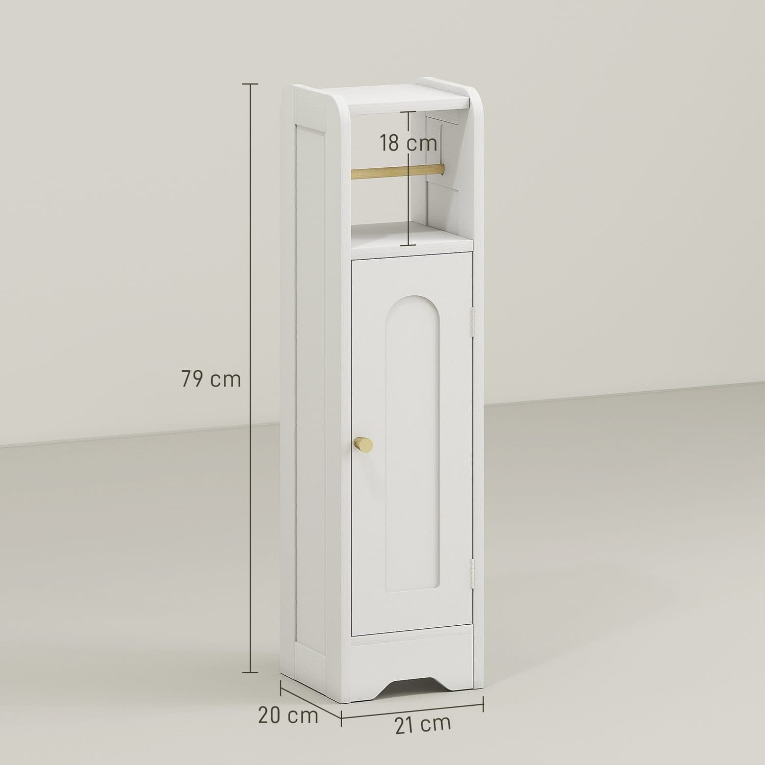 Slim White Bathroom Cabinet with Roll Holder - image 5