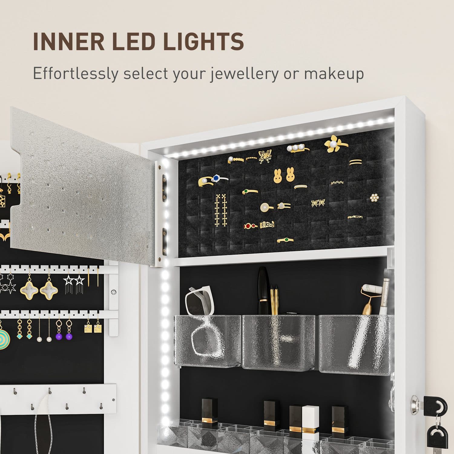 LED Mirrored Jewellery Cabinet - image 2