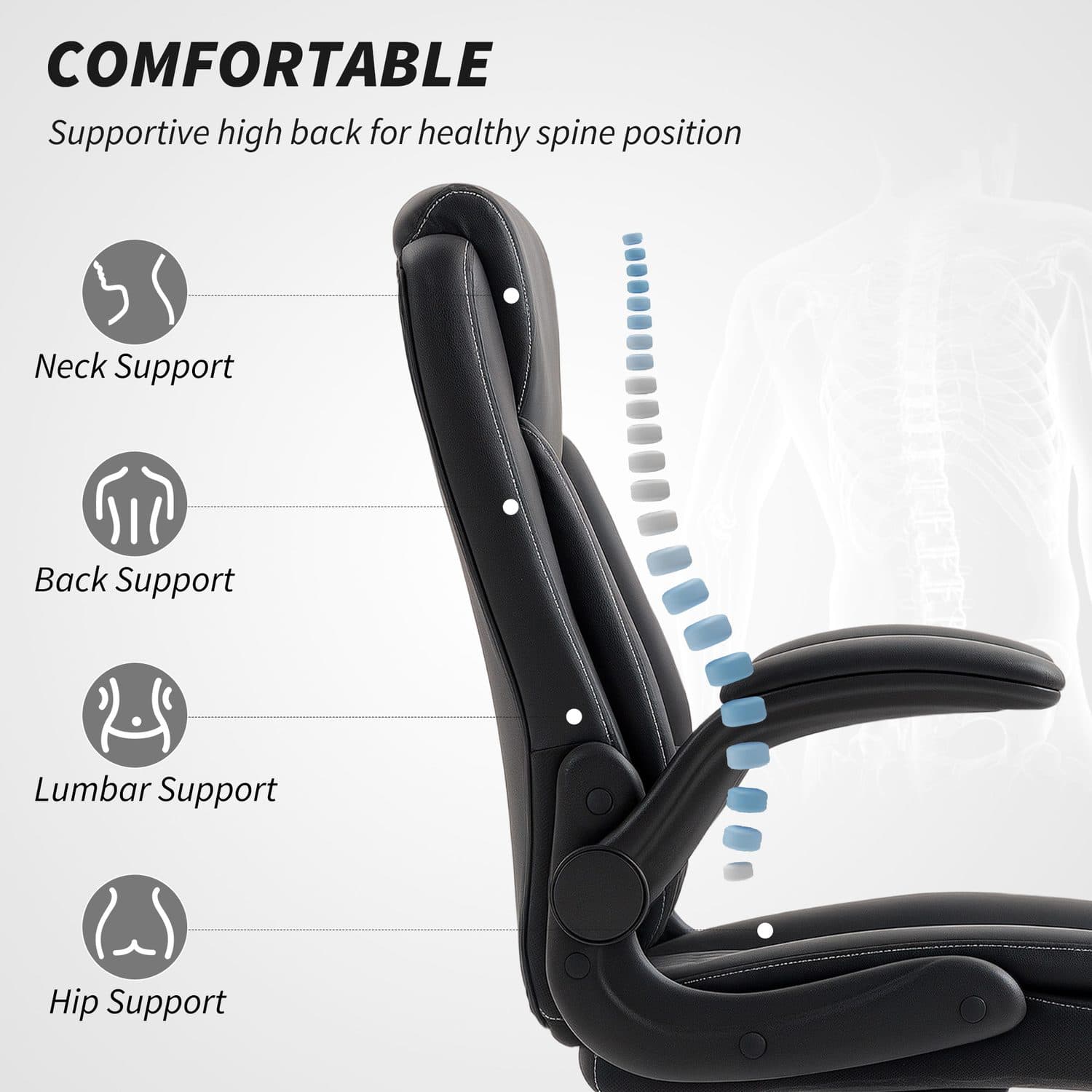Black Faux Leather Office Chair for All-Day Comfort - image 2
