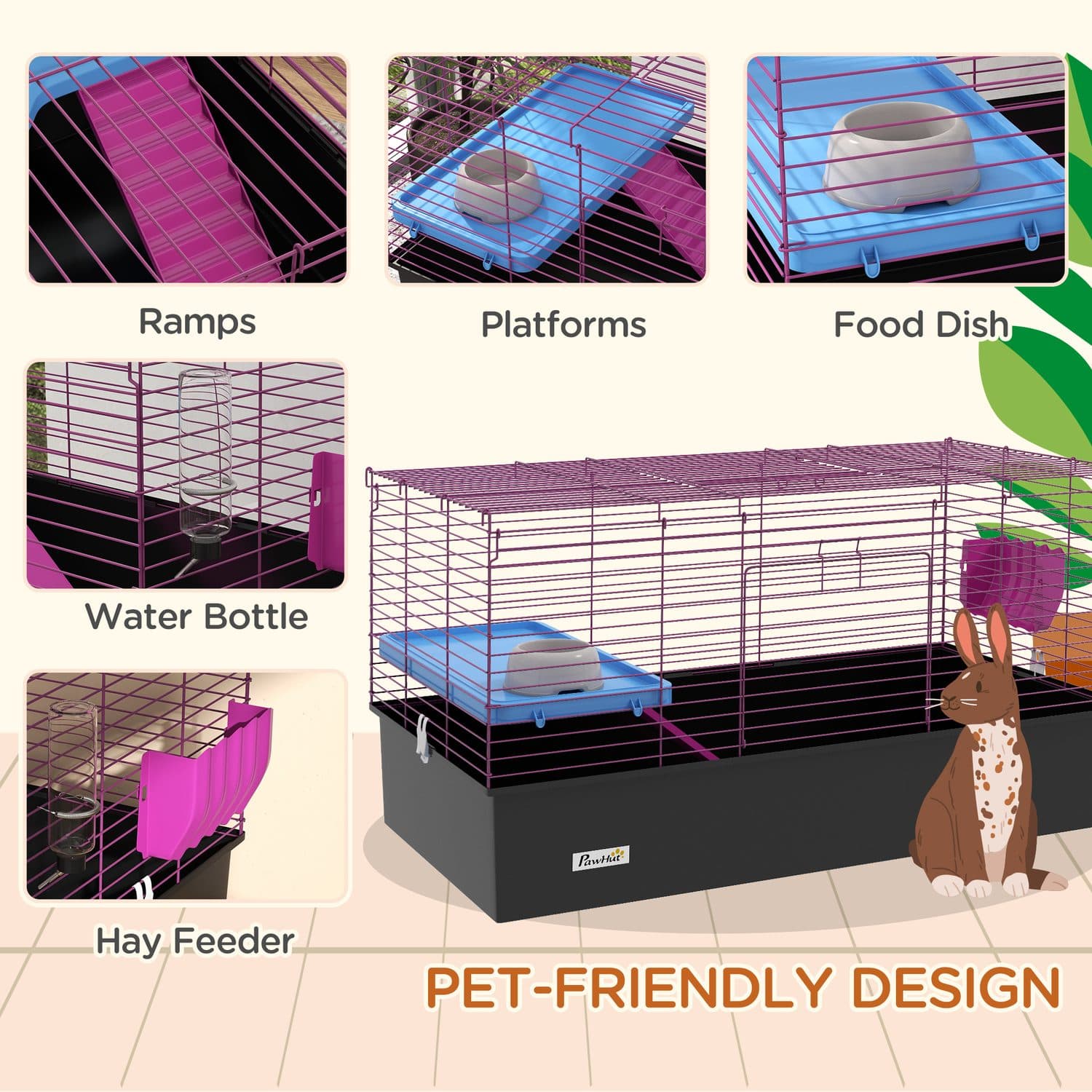 Wire Cage for Small Animals with Platform & Hay Feeder - image 4