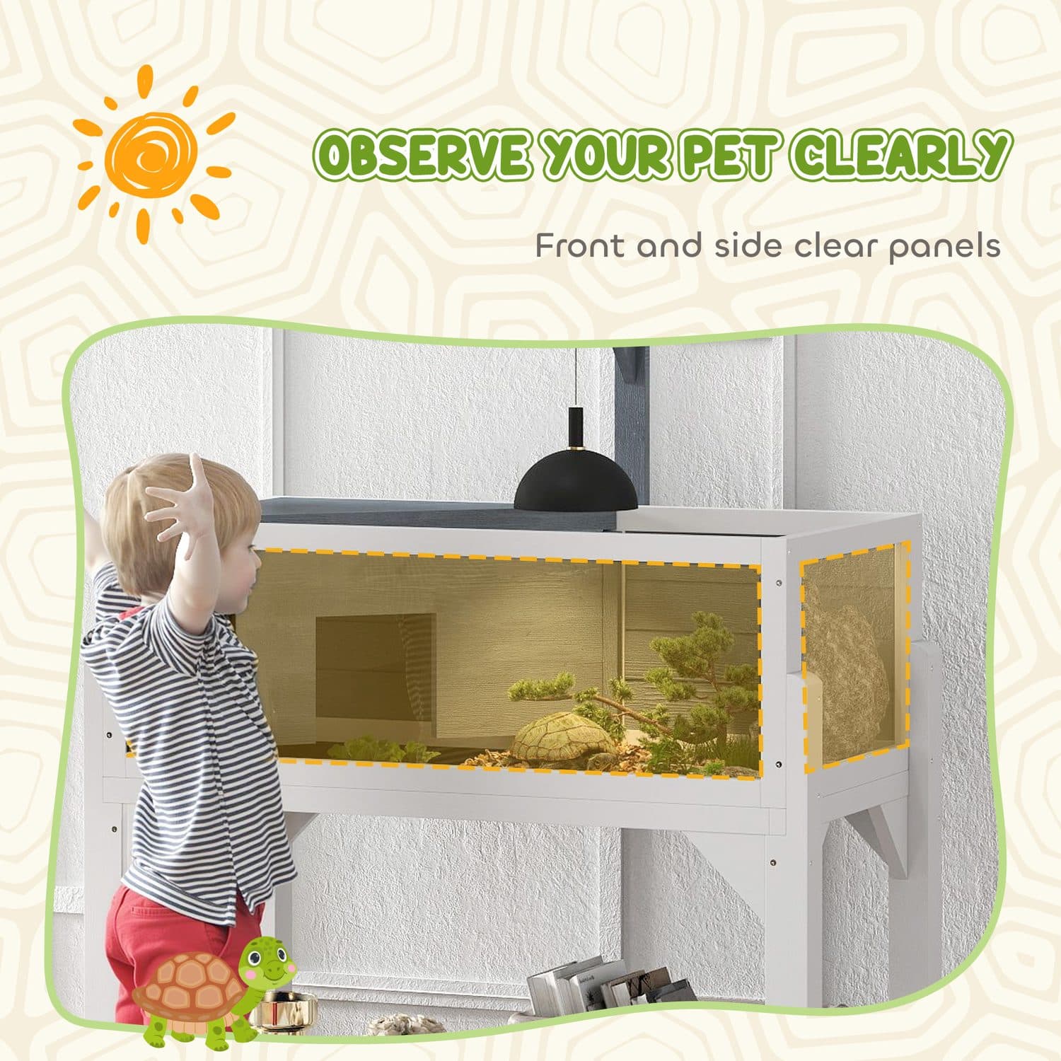 PawHut Wooden Tortoise House with Storage Shelf - image 3