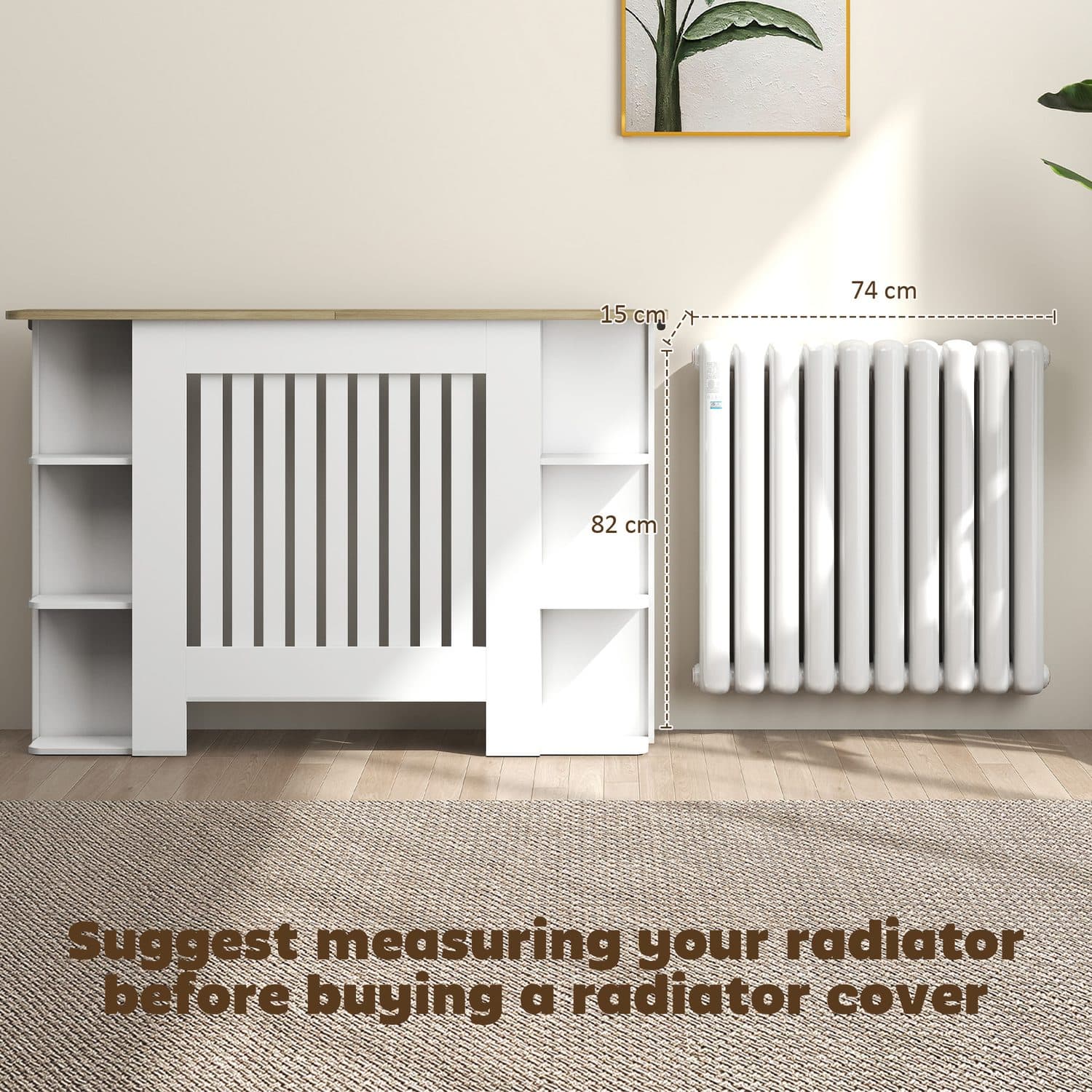 White Slatted Radiator Cover - image 1