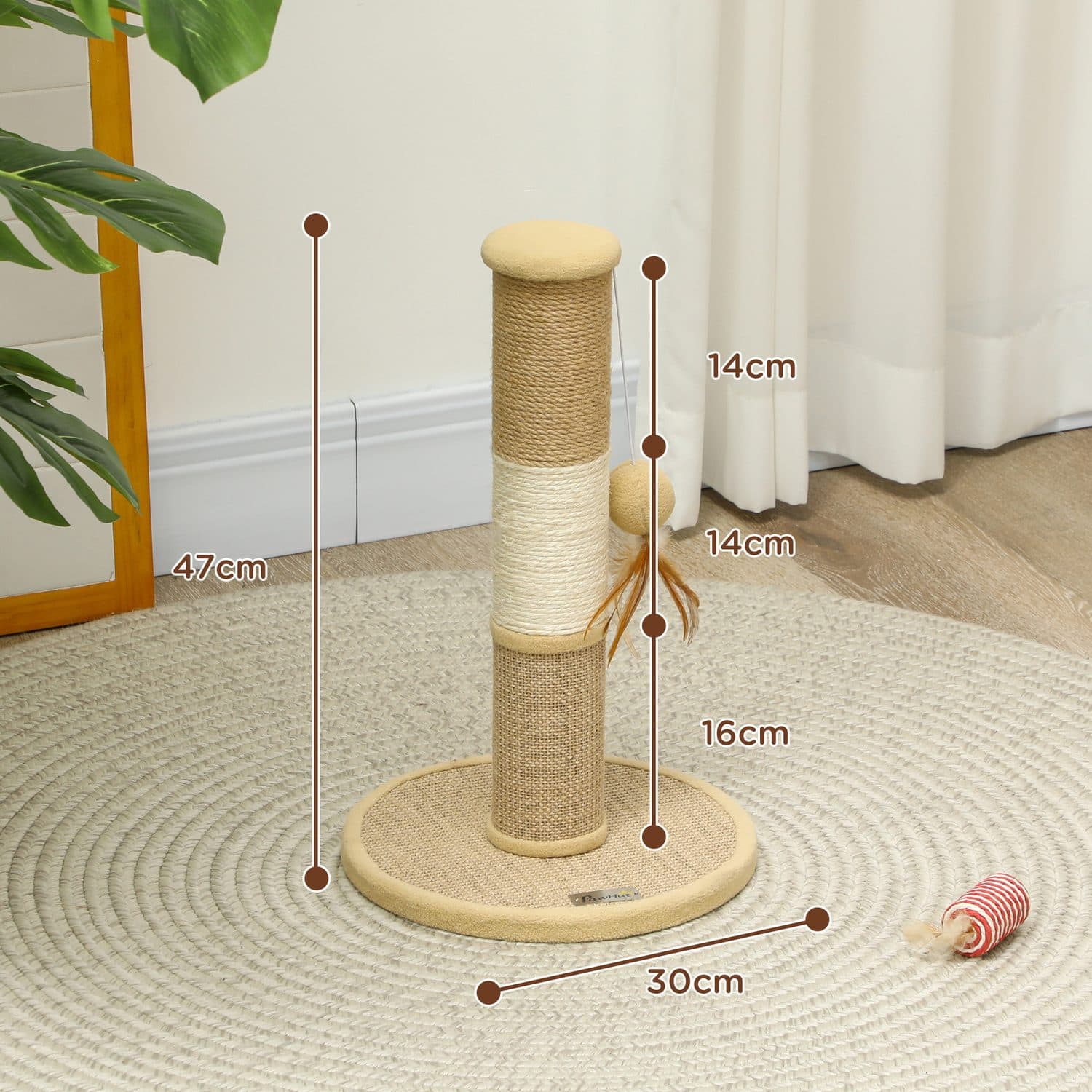 PawHut Cat Scratching Post with Hanging Toy - image 4
