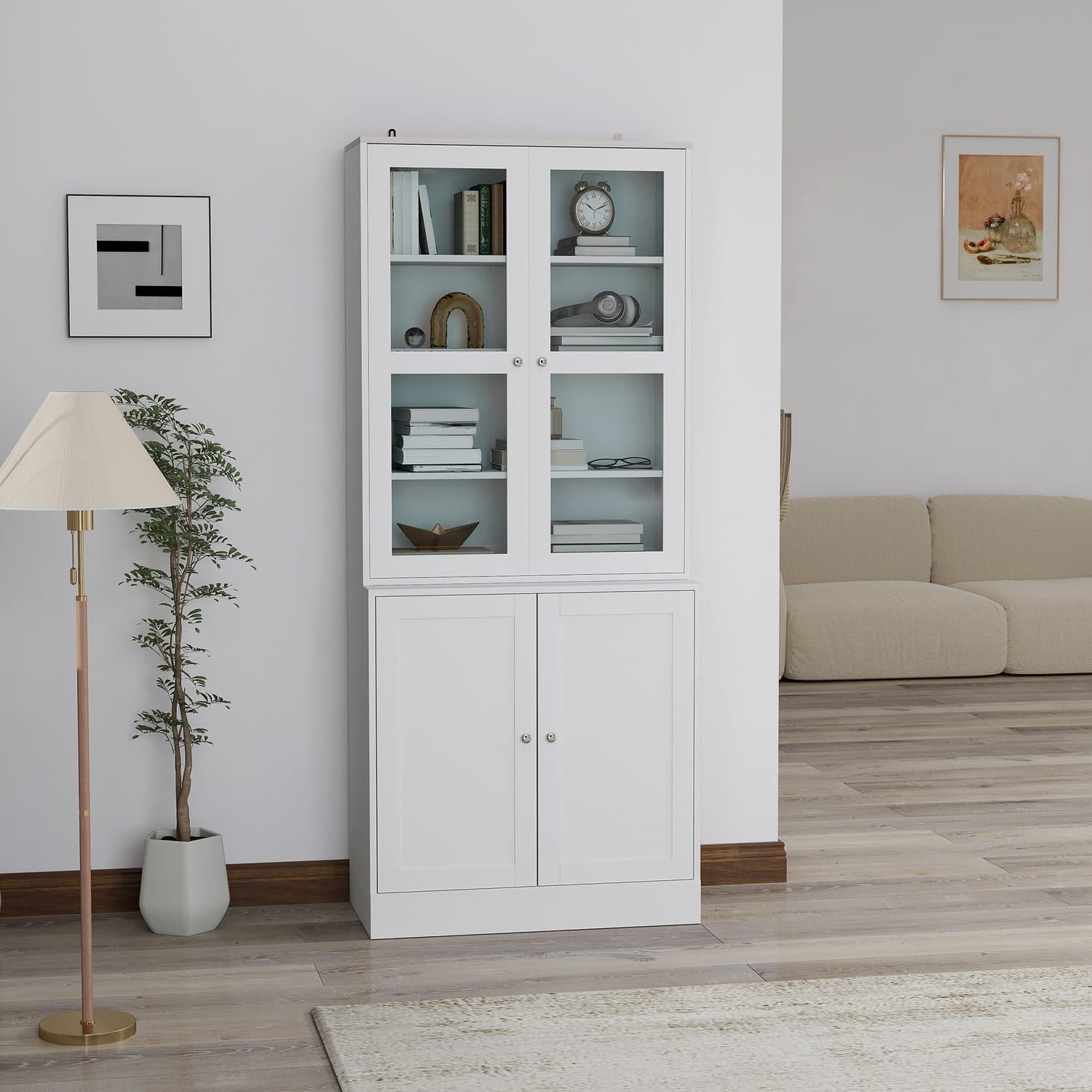 White Double Storage Display Cabinet - image 5