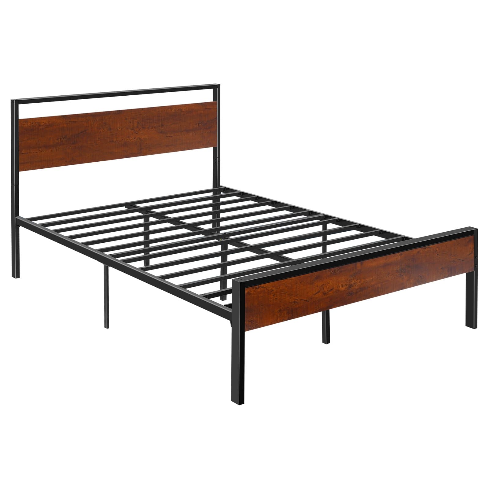 Noise-Free Full Size Metal Bed Frame with Vintage Headboard