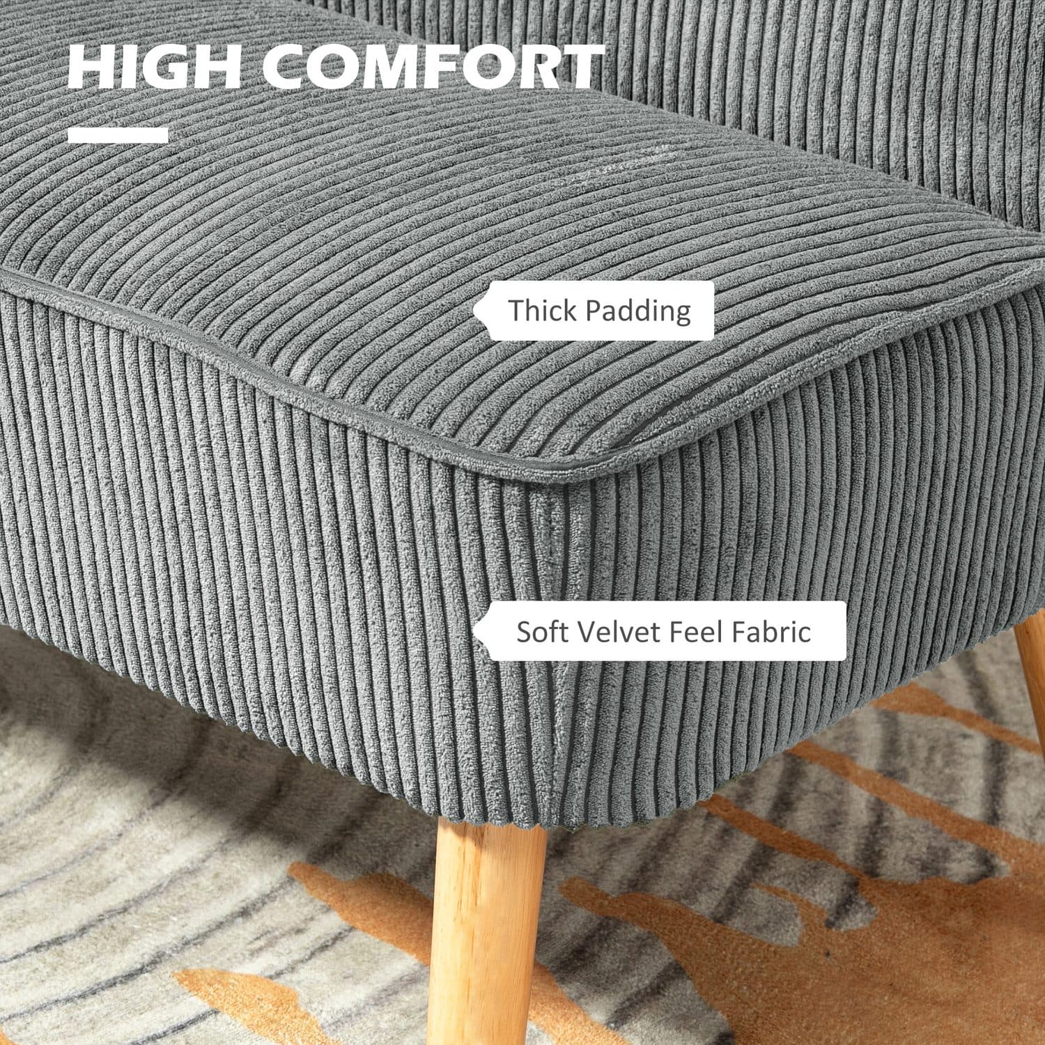 Modern Grey Corduroy Sofa - image 3