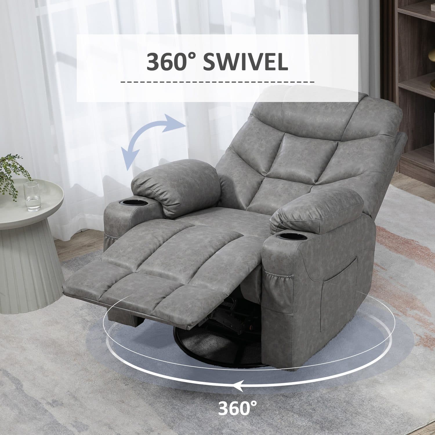 Light Grey Faux Leather Recliner Chair - image 2