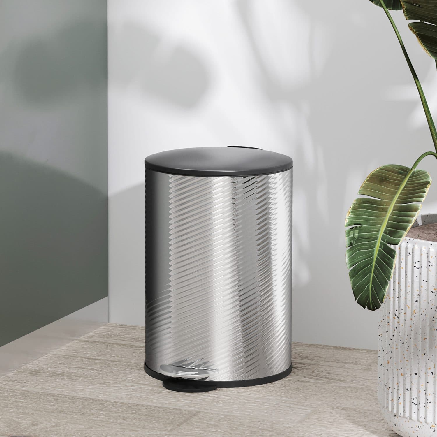 Compact 20-Litre Pedal Bin in Textured Stainless Steel - image 5