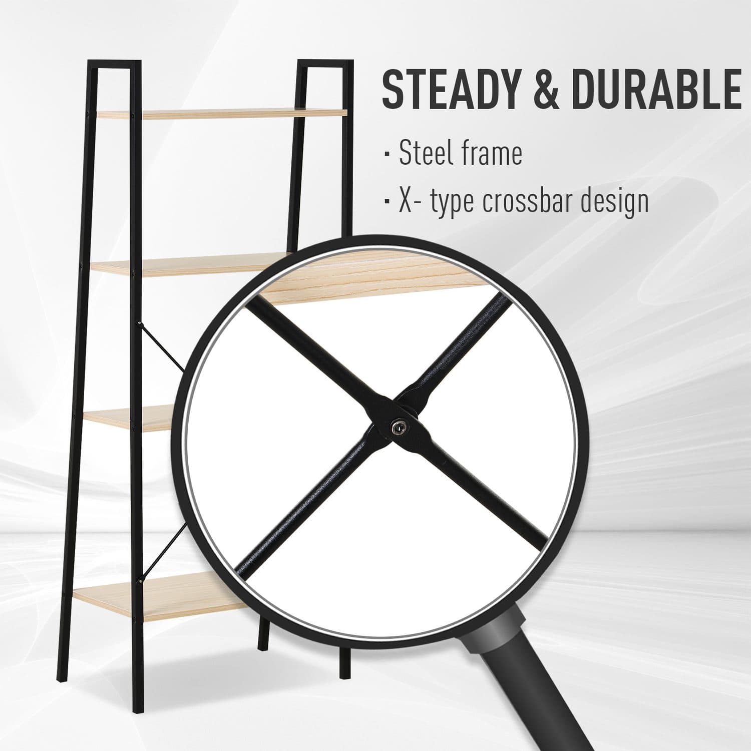 Four Tier Ladder Shelf For Books And Decor - image 2