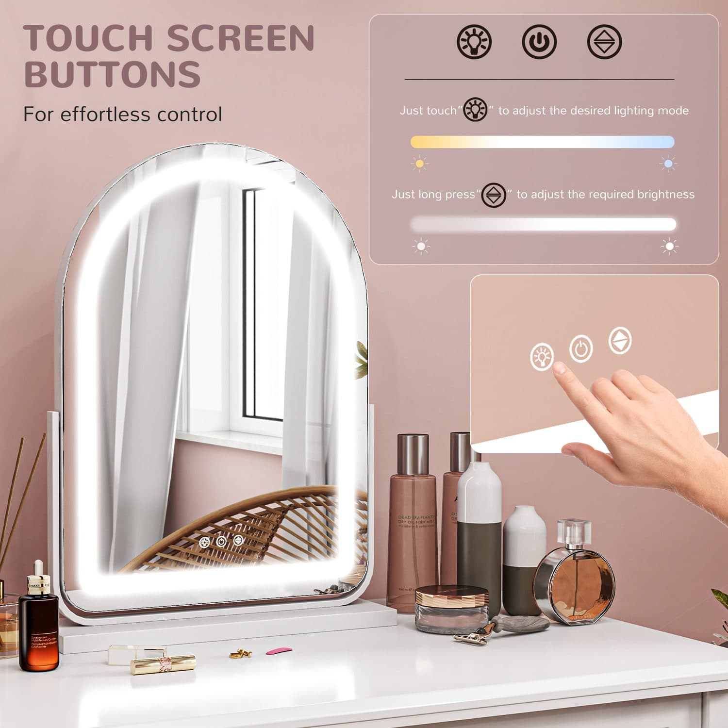 Dimmable White LED Vanity Mirror - image 1