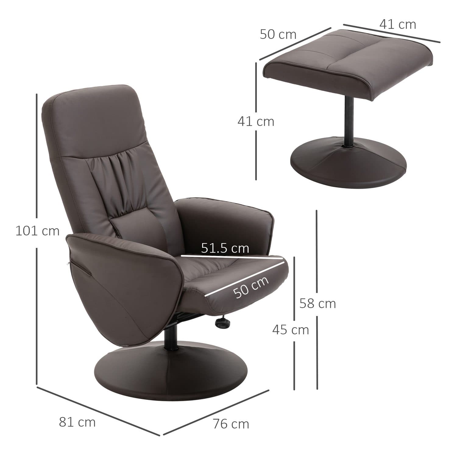 Brown Faux Leather Executive Recliner & Footstool Set - image 1