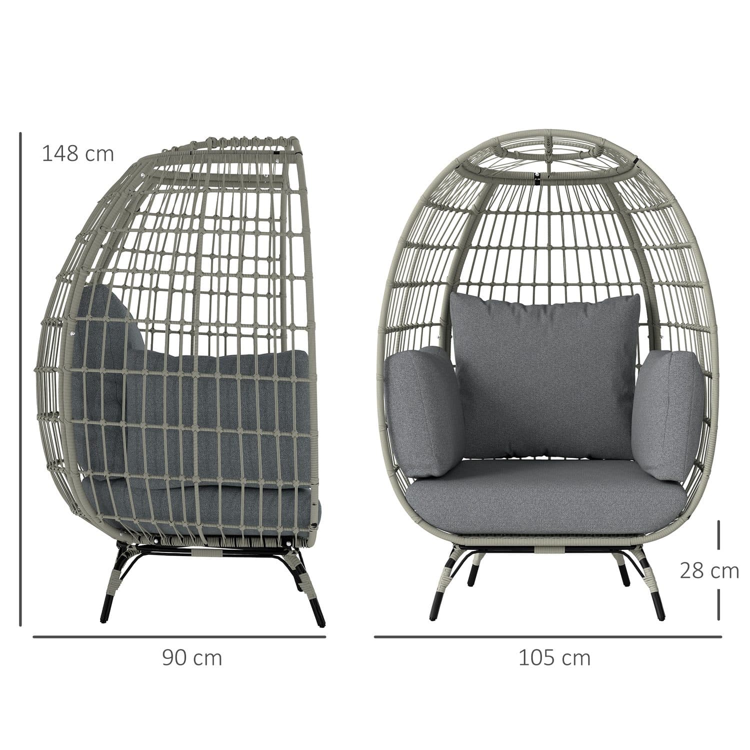 Relax in Style: Charcoal Grey Rattan Standing Egg Chair - image 3