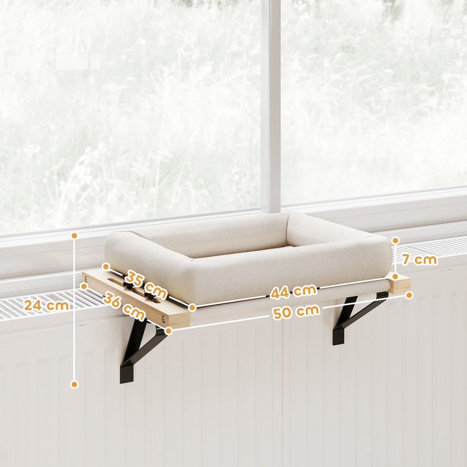 PawHut Cat Radiator Hammock, Cream White - image 1