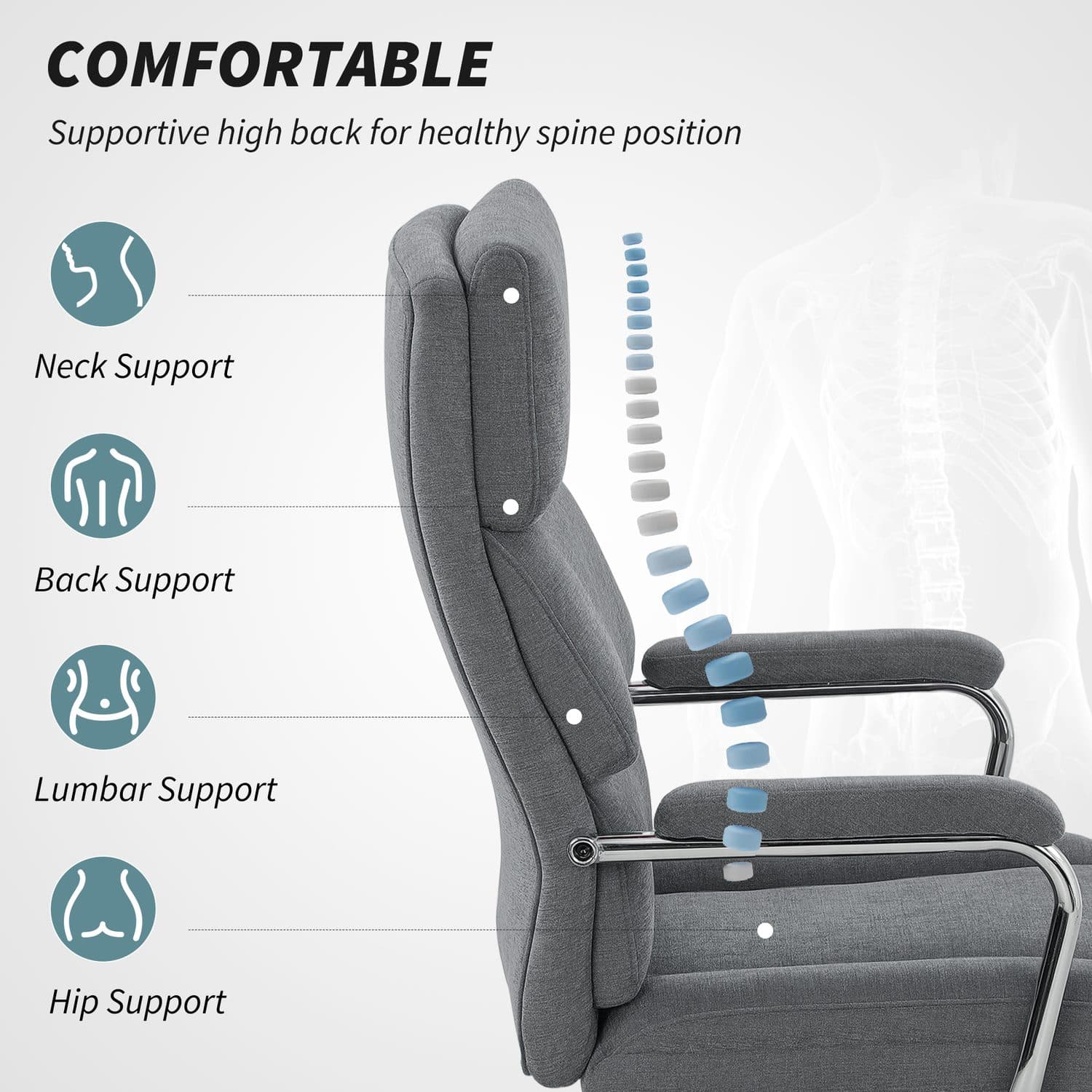 Charcoal Grey Linen Executive Chair for Effortless Support - image 4