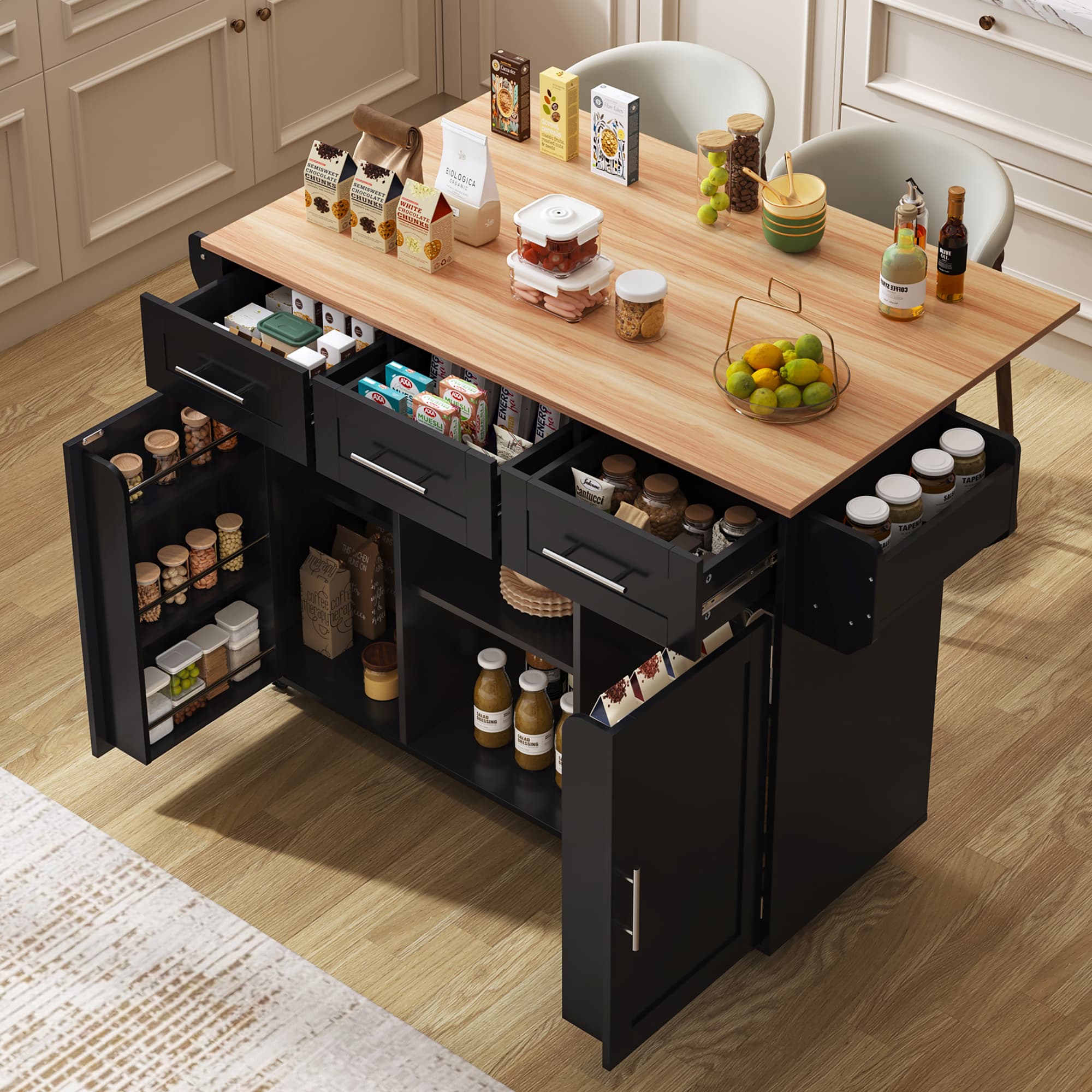 Foldable Kitchen Island Trolley
