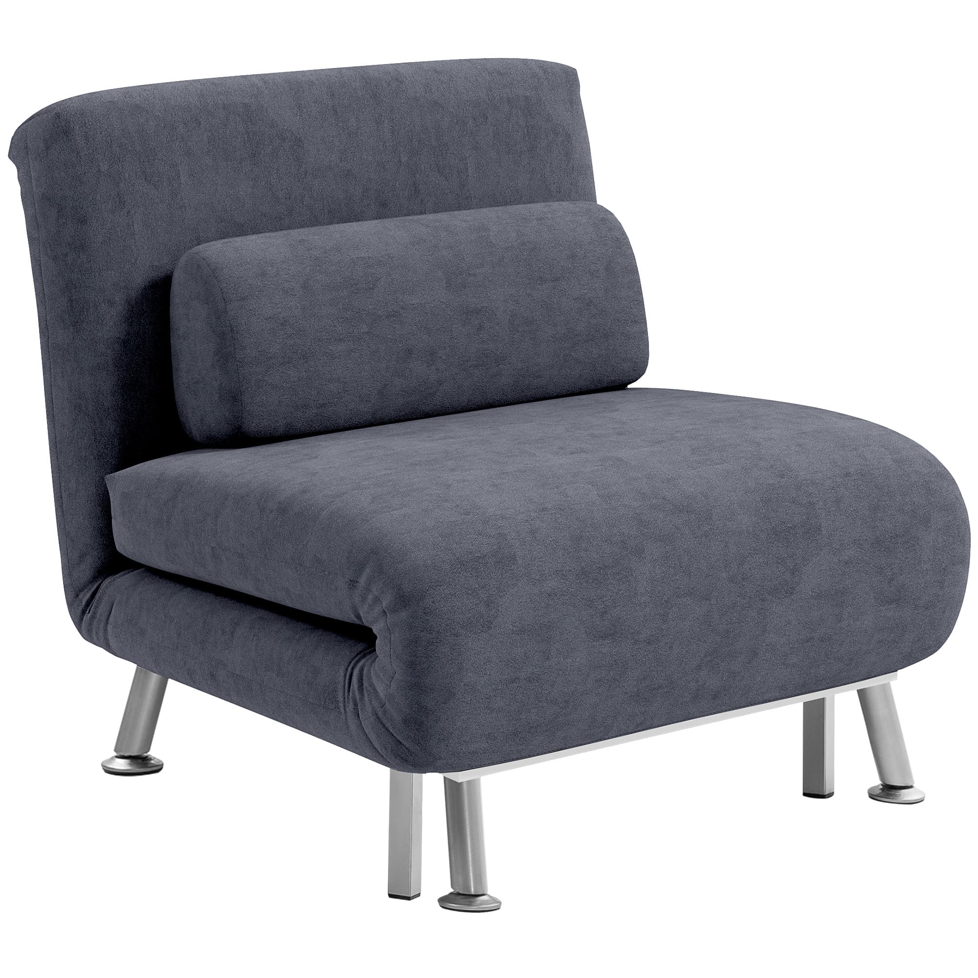 Charcoal Grey Velvet-Feel Single Sleeper Chair