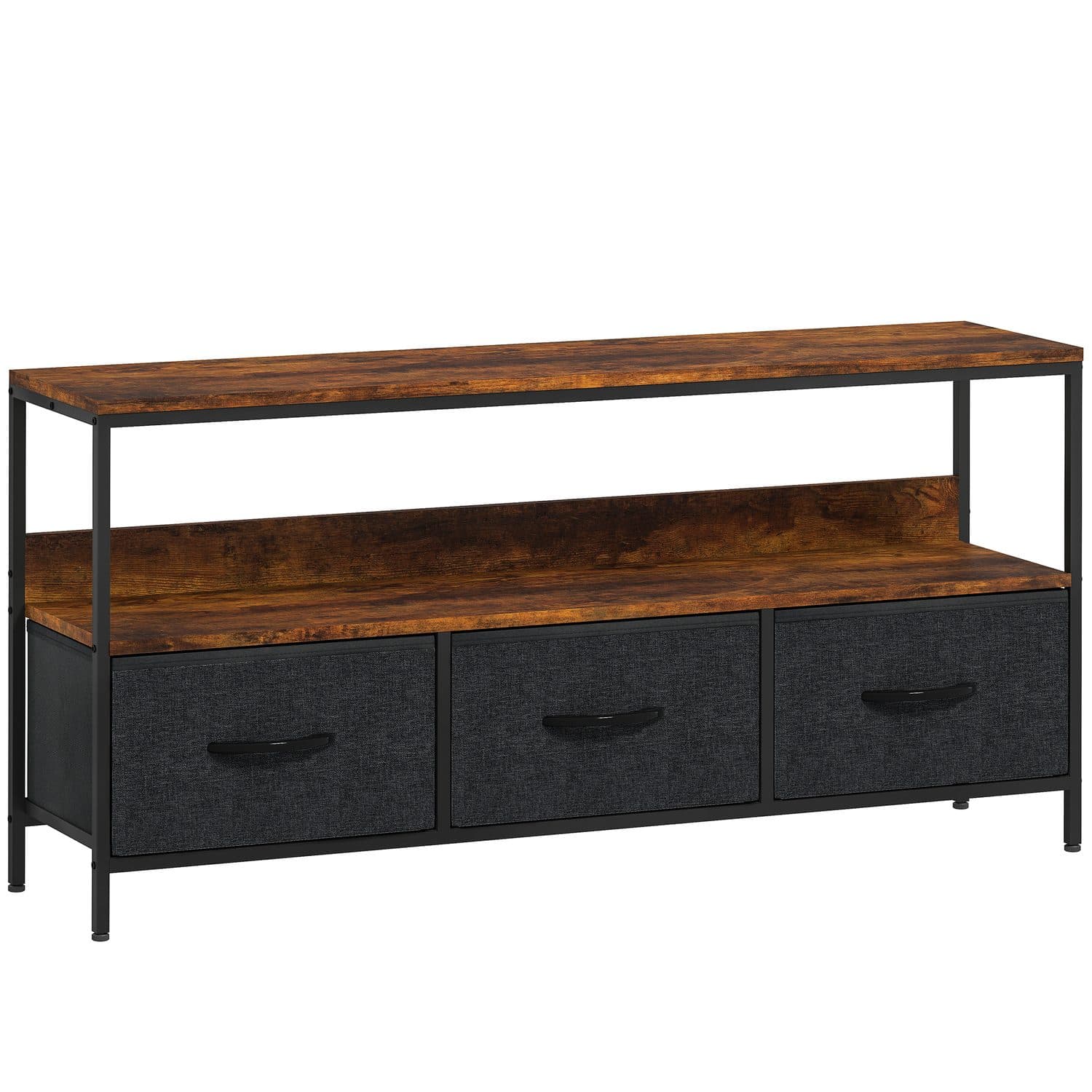 Rustic Brown TV Stand with Intelligent Foldable Storage - Rustic Brown
