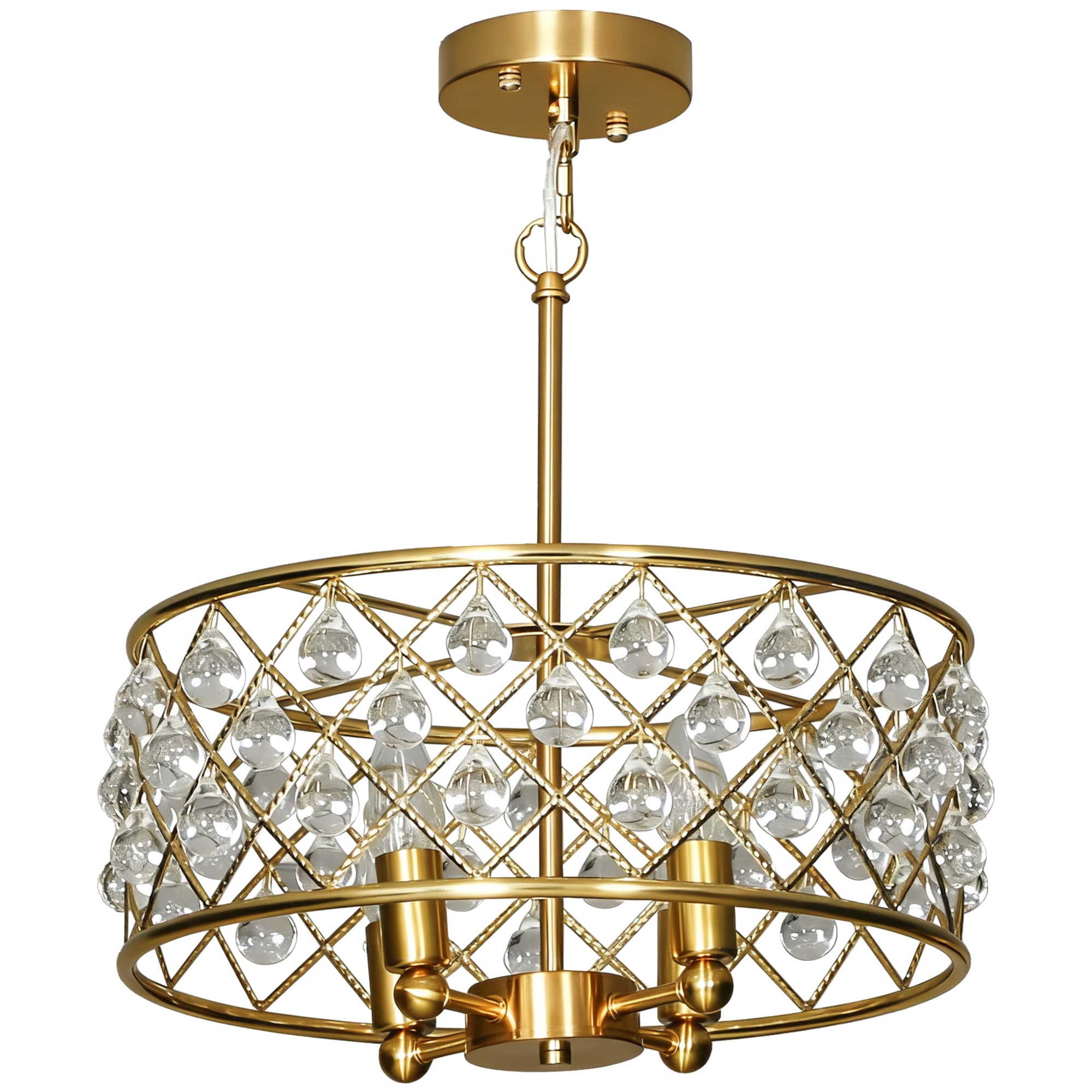 Gold-Tone Crystal Chandelier