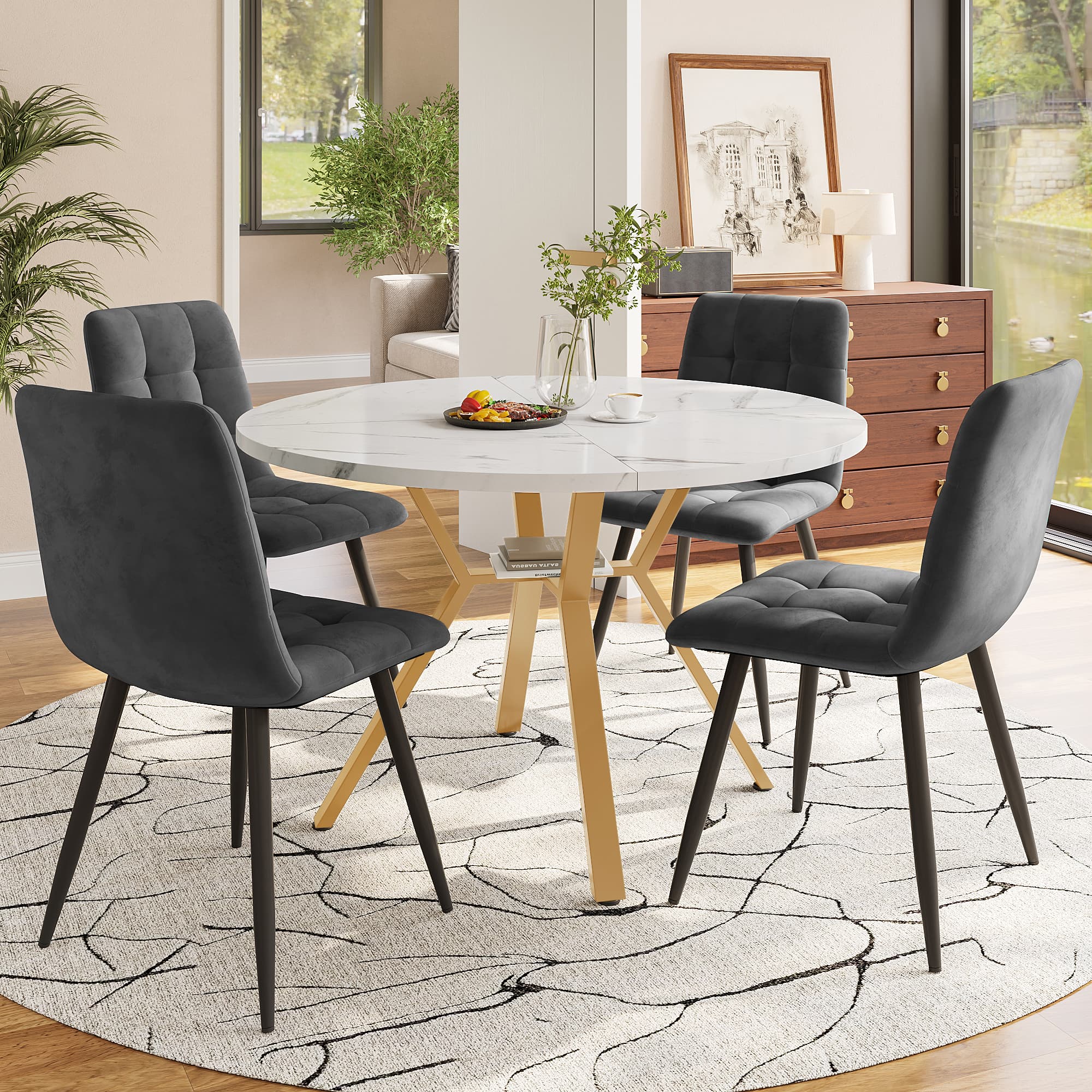 Chic Marble & Gold Dining Table - image 6