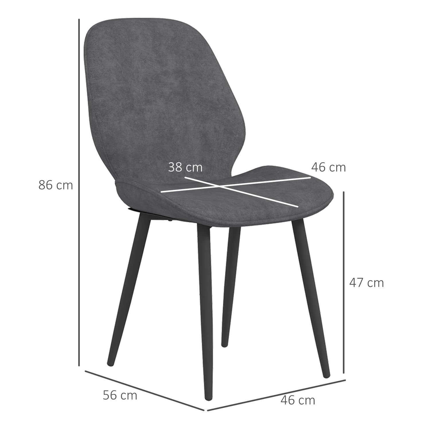 Set of 2 Grey Velvet Dining Chairs - image 3
