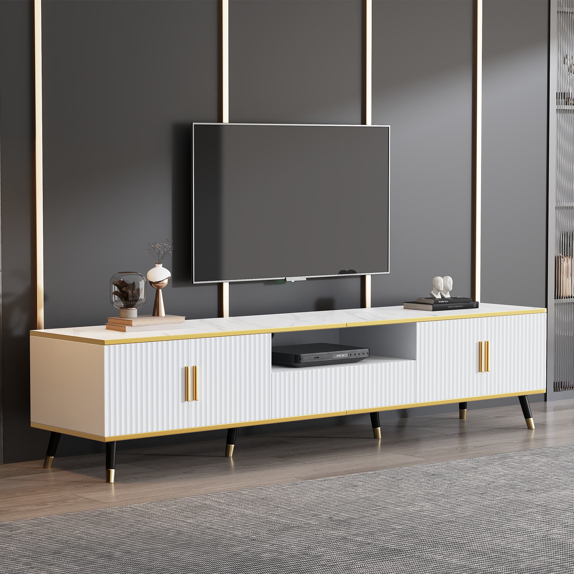 Marble-Effect TV Stand for Screens up to 90 Inches - image 3