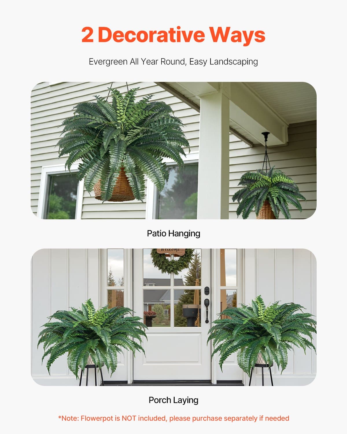 Large, Lifelike Artificial Boston Ferns - image 3