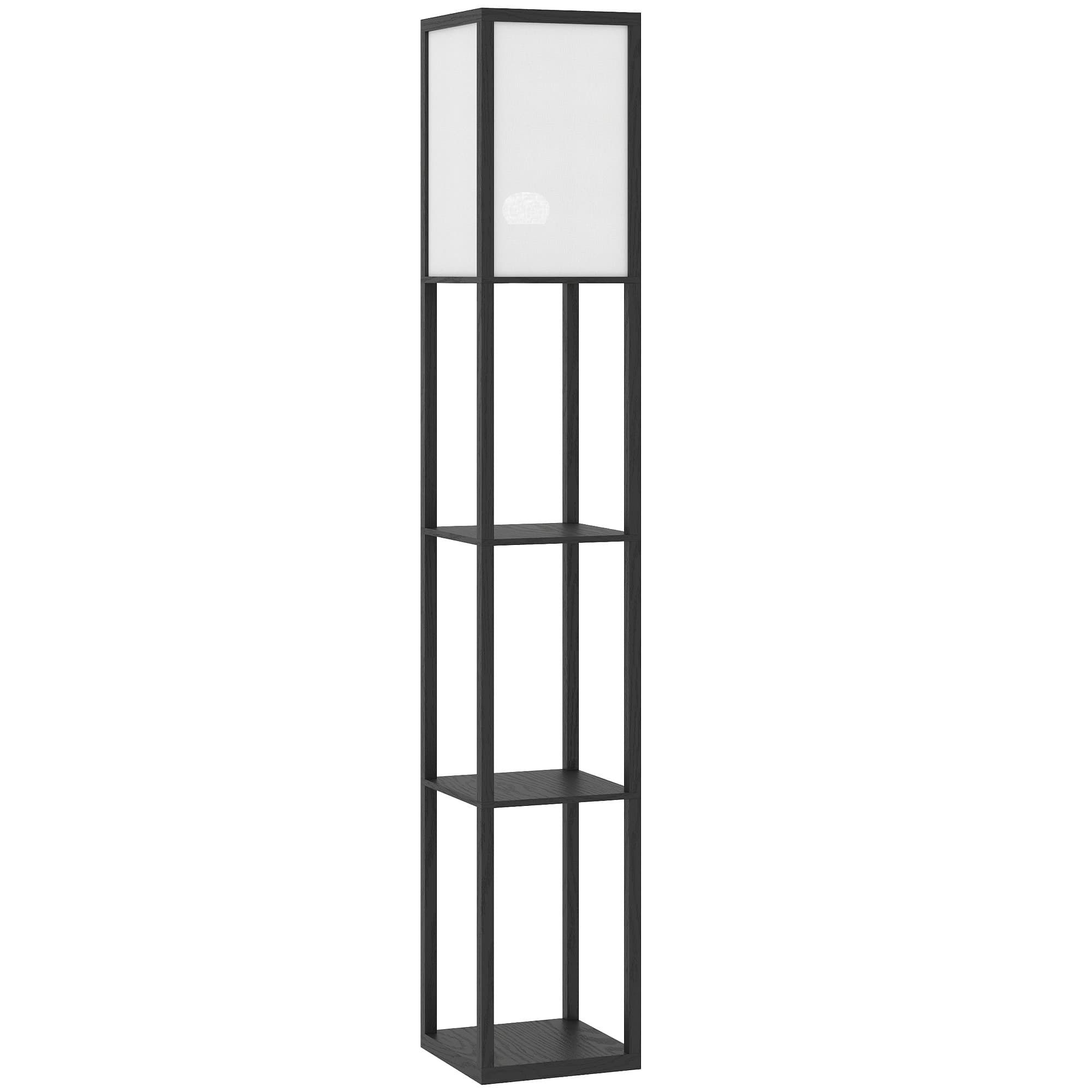 Black Floor Lamp with Three Display Shelves