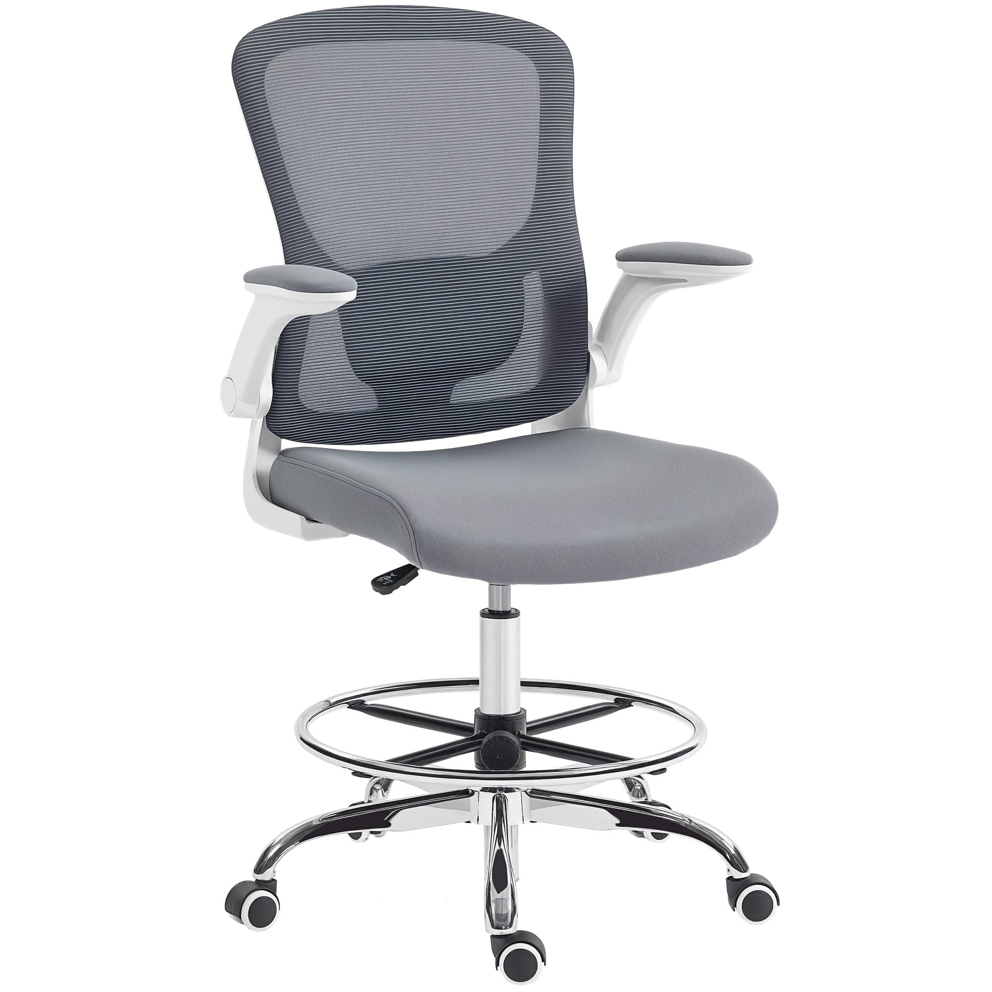 Ergonomic Charcoal Draughtsman Chair for Elevated Workspaces