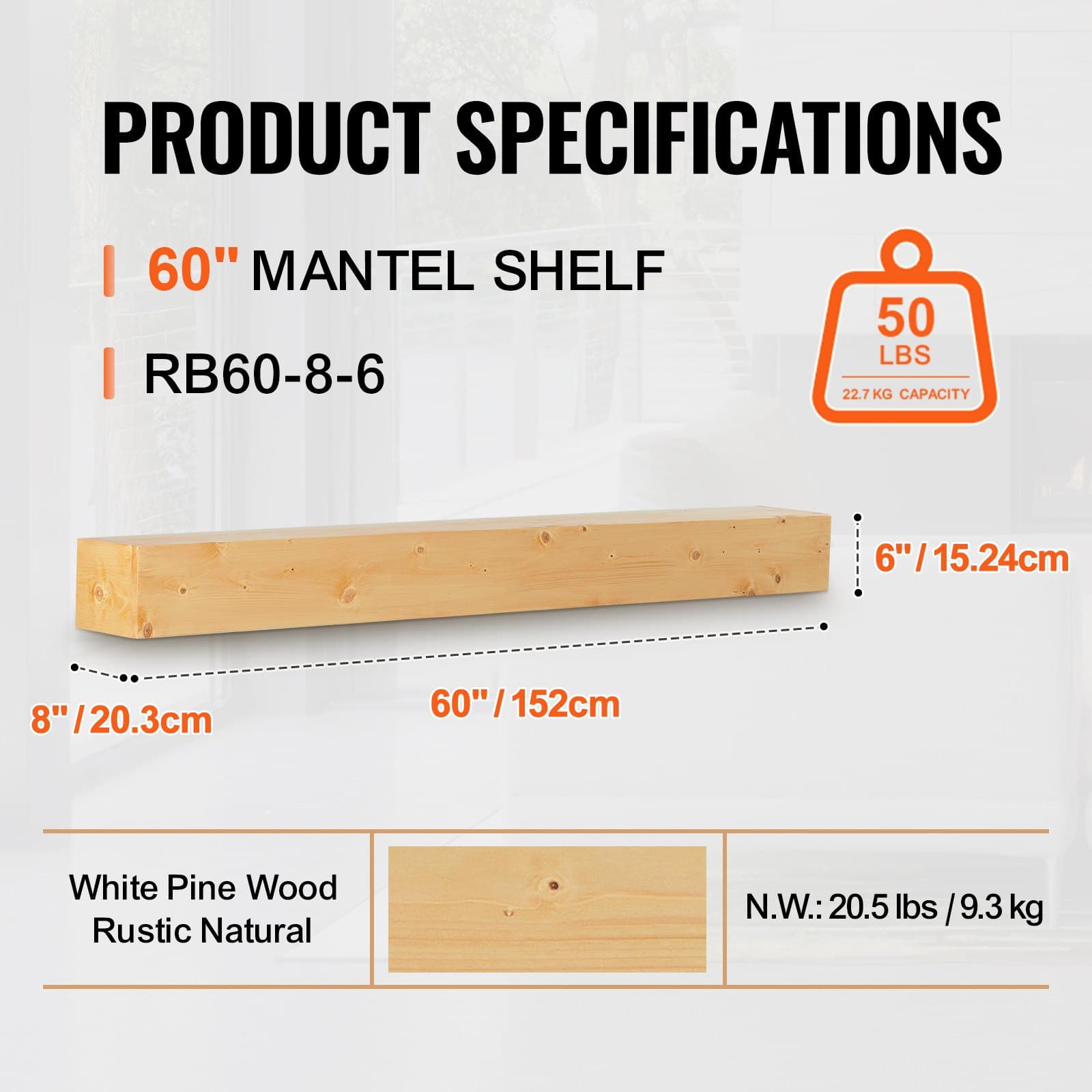 Rustic Wood Mantel Shelf - image 3