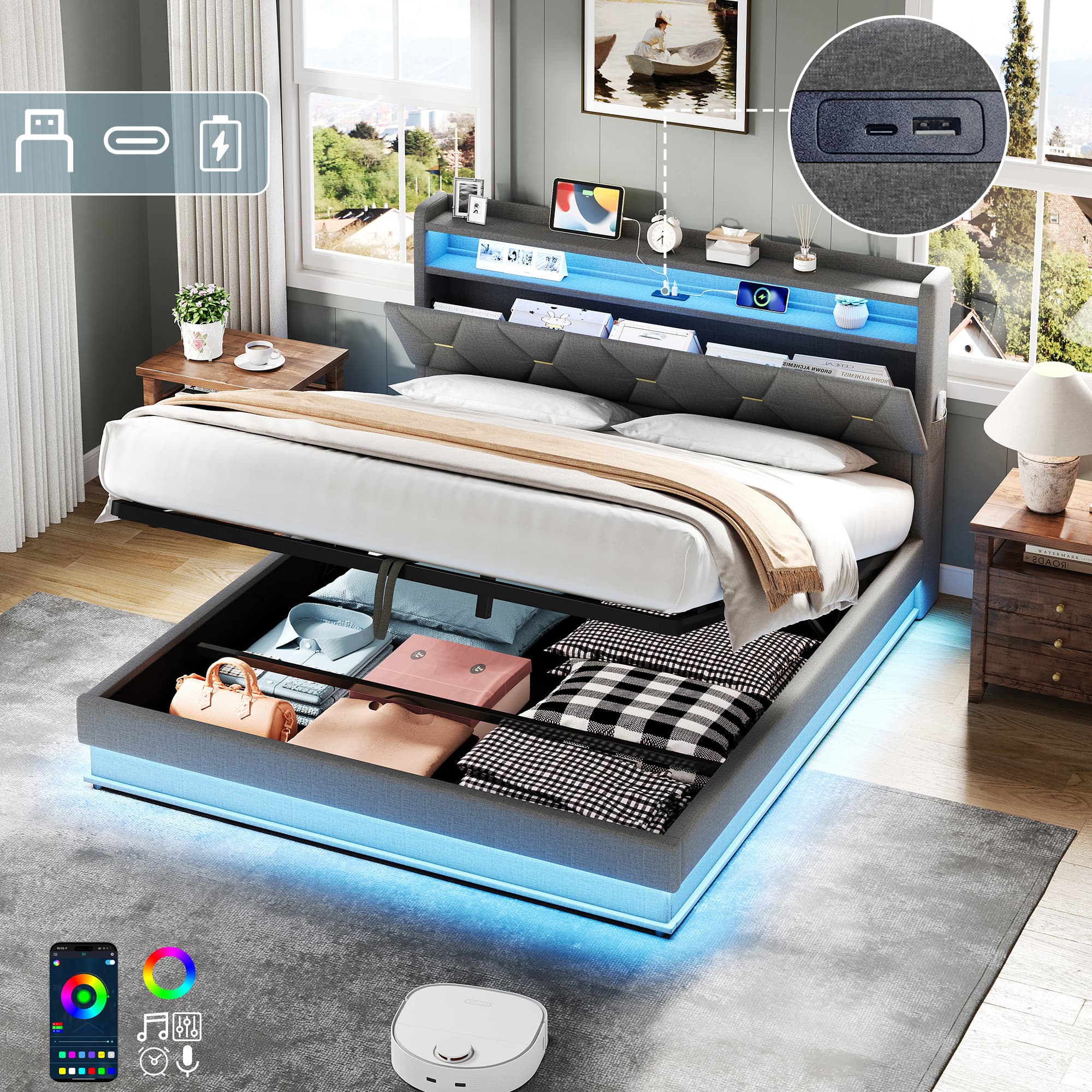 Smart Storage King Ottoman Bed