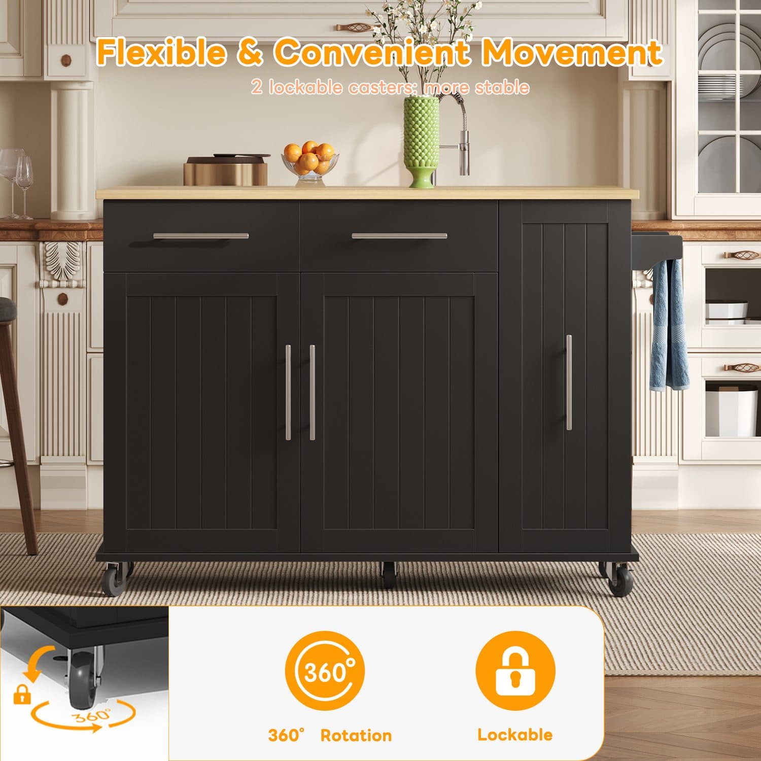 Black Drop Leaf Kitchen Island - image 2