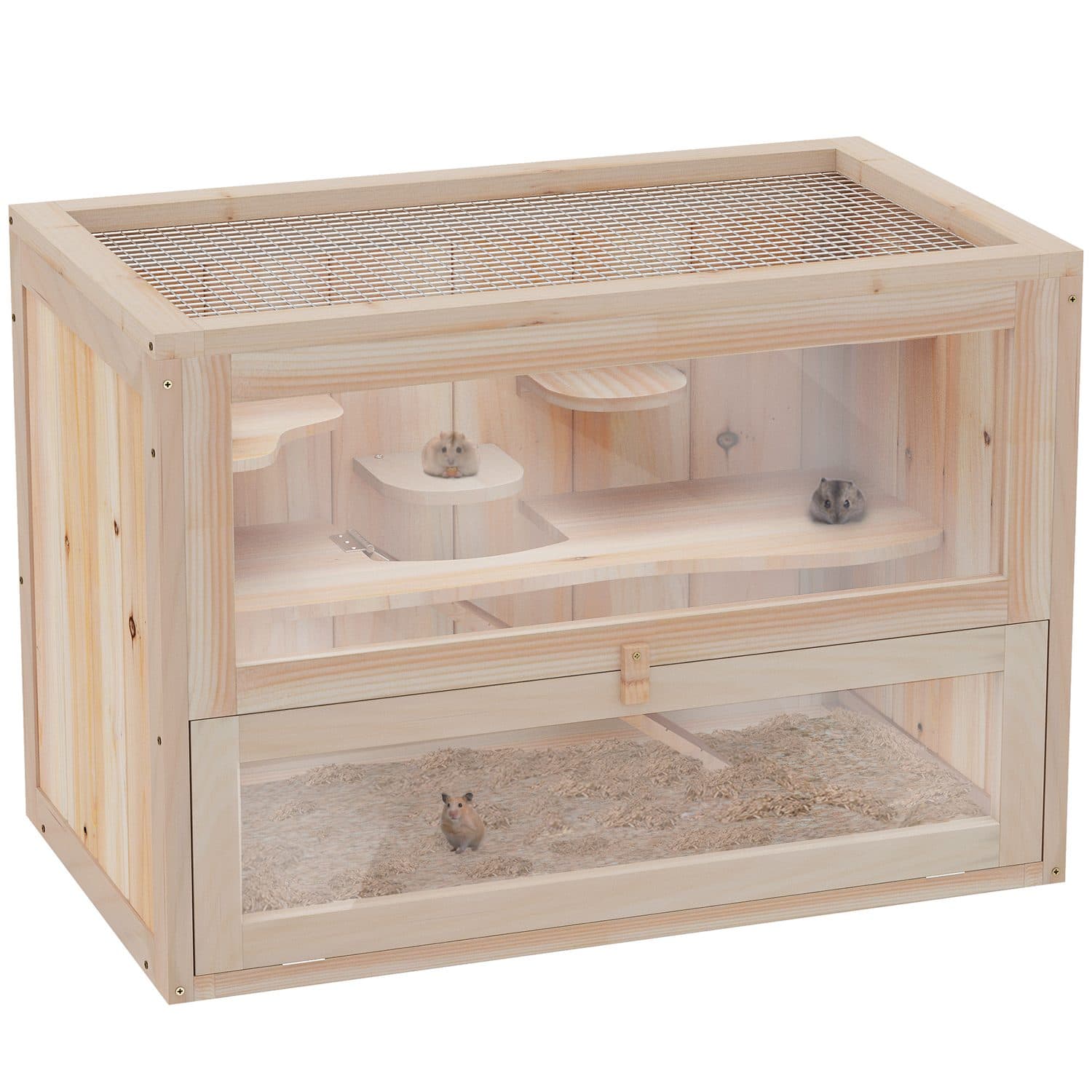 Two-Level Wooden Hamster & Small Animal Cage